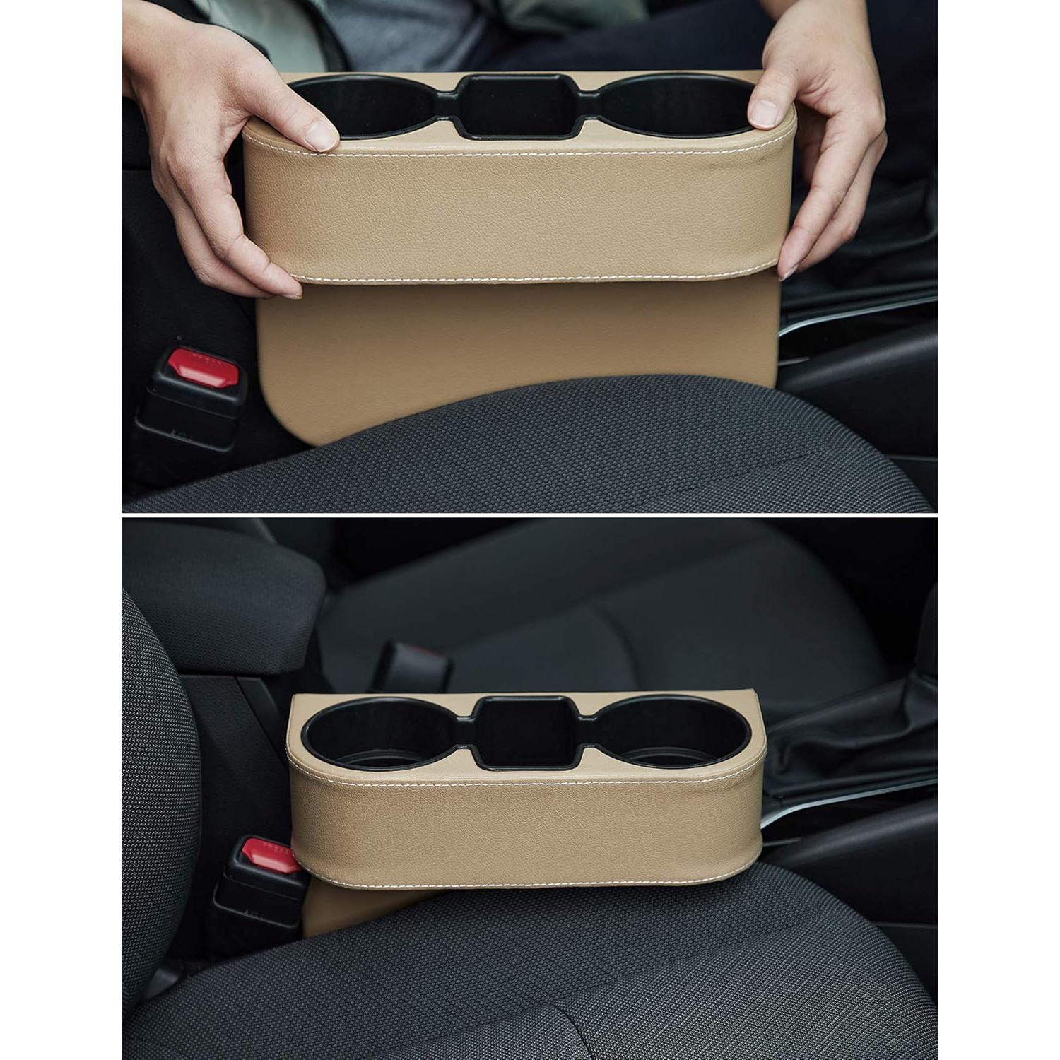 Organizador de Asiento para Auto IOKONE Beige con Soporte para Tazas