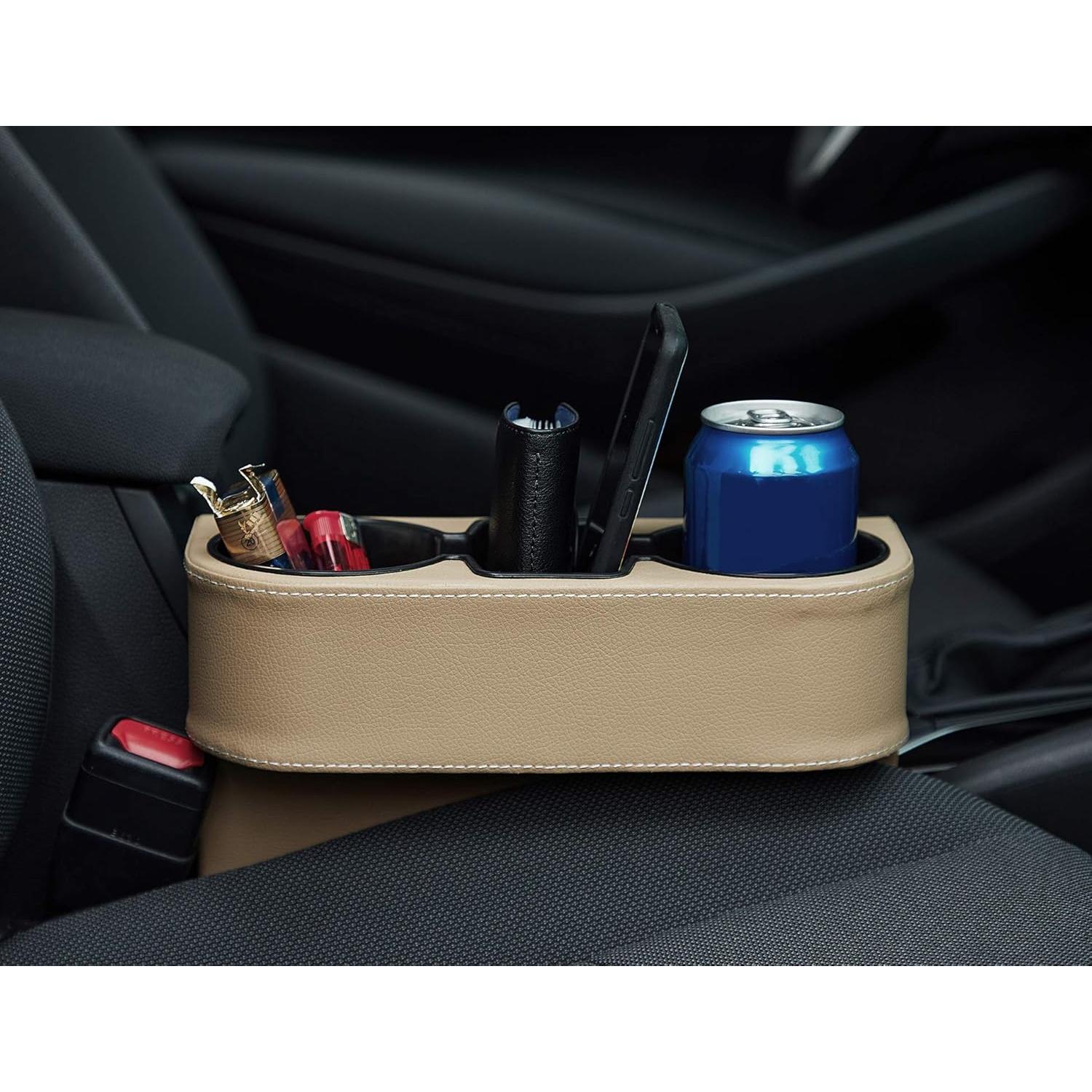 Organizador de Asiento para Auto IOKONE Beige con Soporte para Tazas