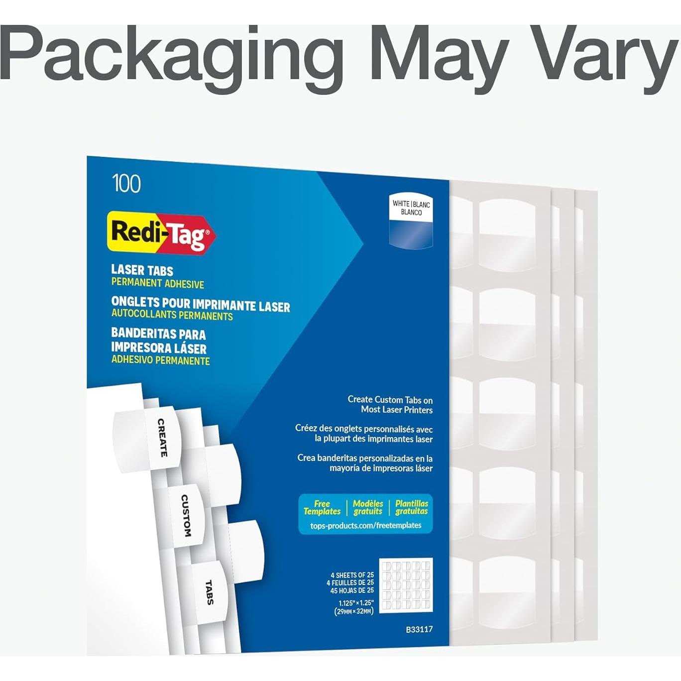 Divisores de Índice Redi-Tag 100 Pestañas Blancas