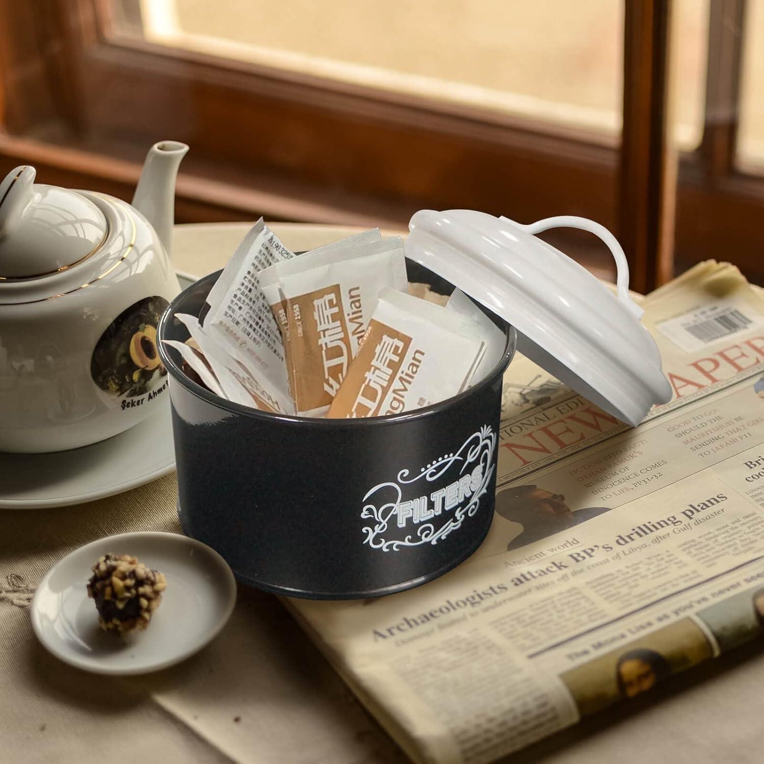 SOTECH Frasco de Filtro de Café de Metal Negro 15x15x14.5cm