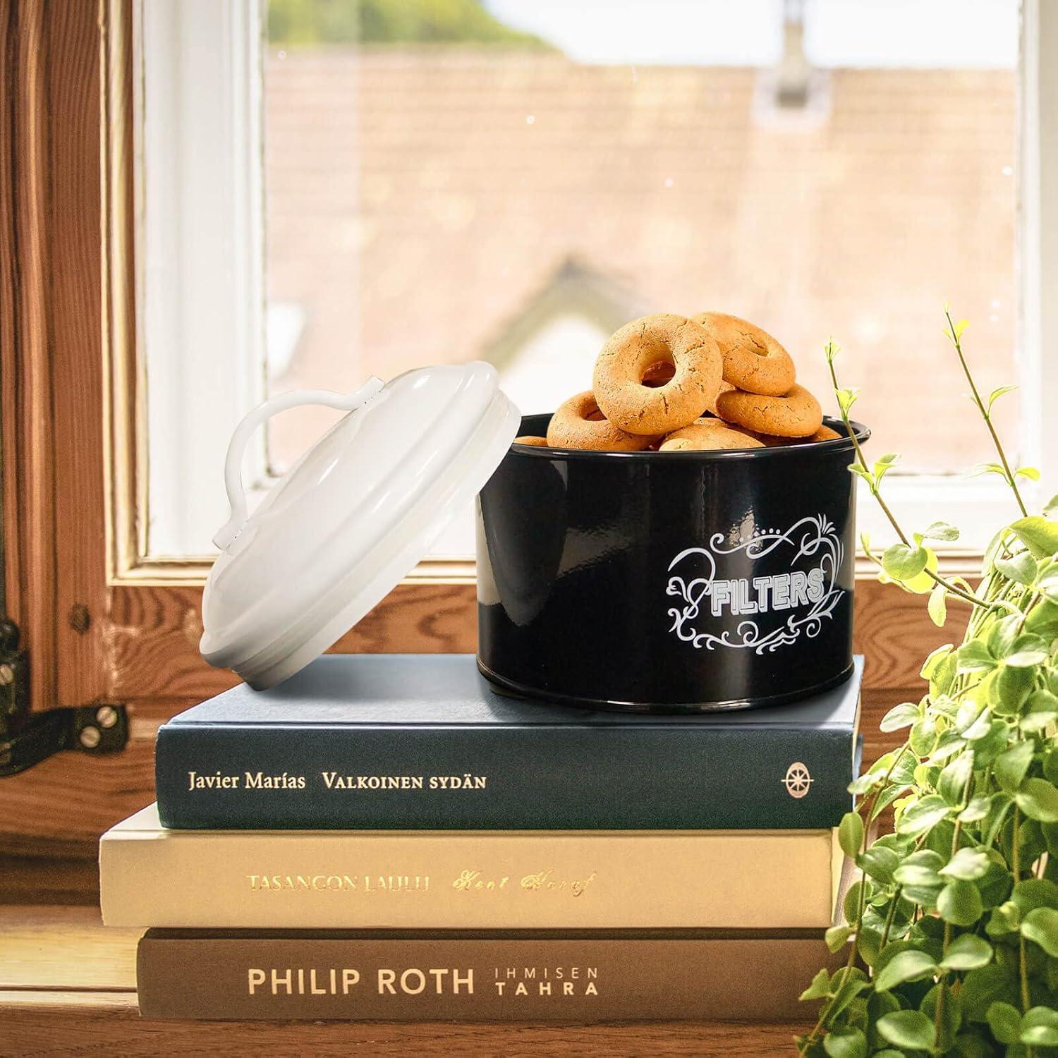 SOTECH Frasco de Filtro de Café de Metal Negro 15x15x14.5cm