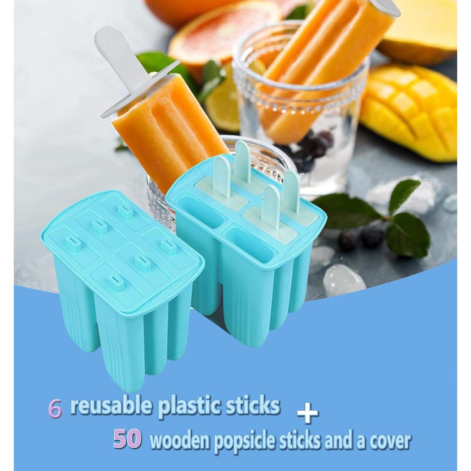 Moldes de Popsicle de Silicona Wpunwen 6 Cavidades Azul