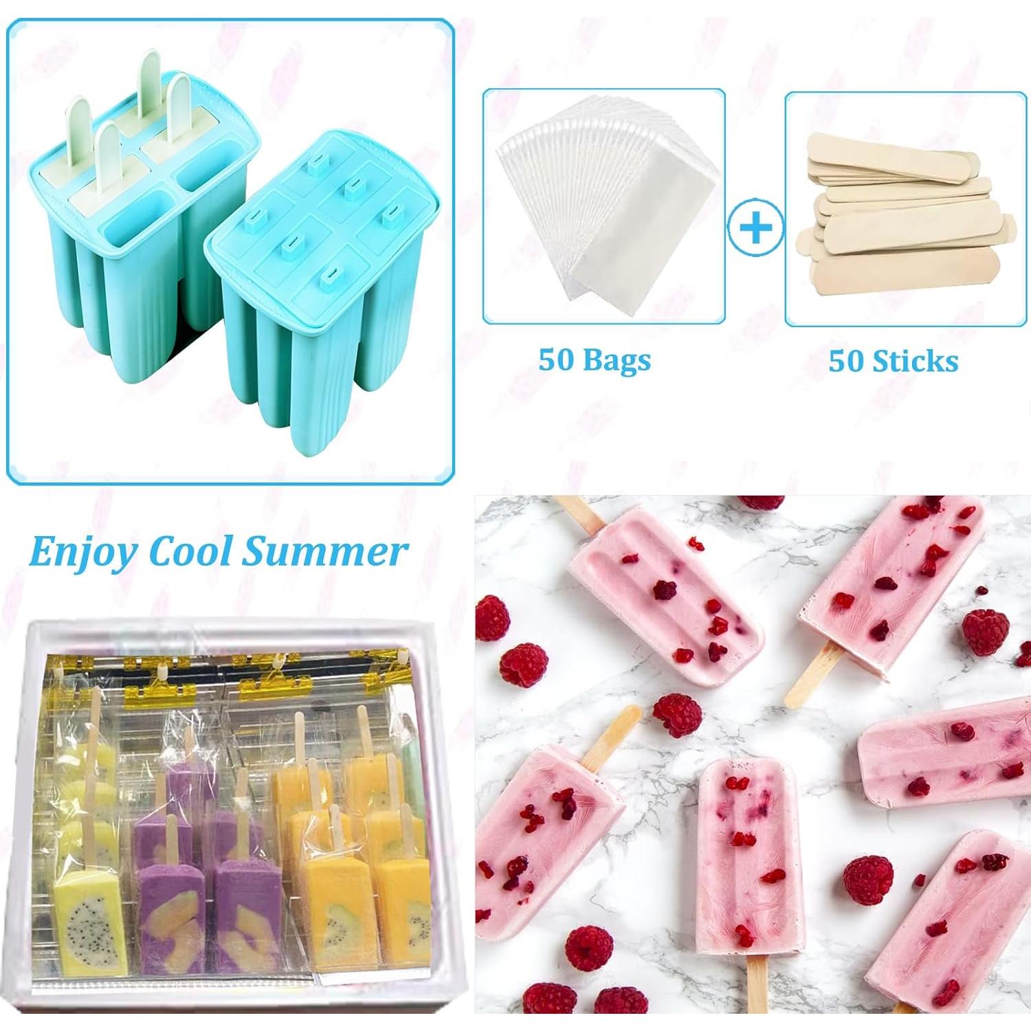 Moldes de Popsicle de Silicona Wpunwen 6 Cavidades Azul