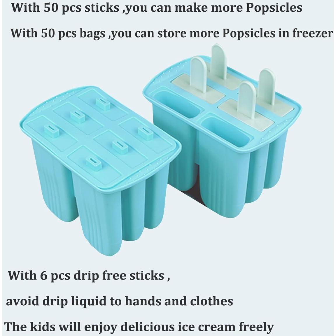 Moldes de Popsicle de Silicona Wpunwen 6 Cavidades Azul