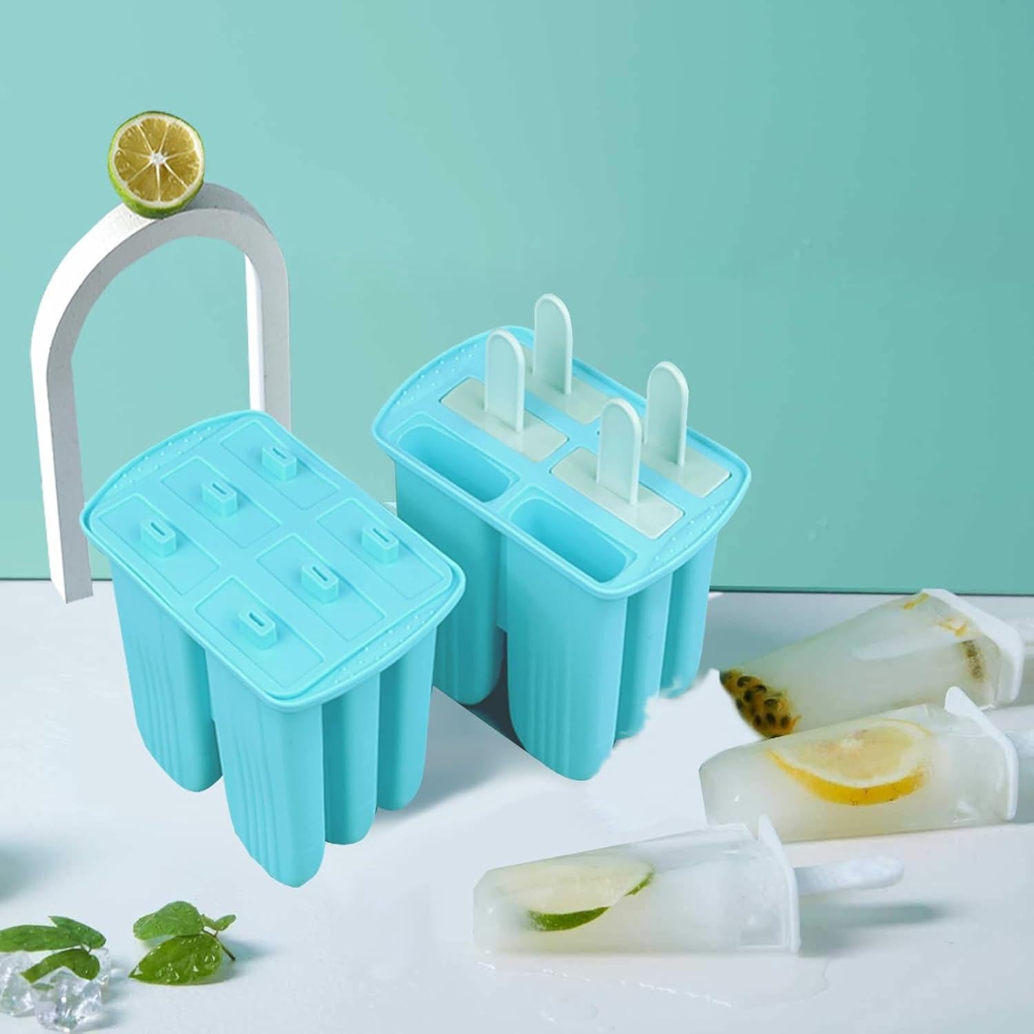 Moldes de Popsicle de Silicona Wpunwen 6 Cavidades Azul