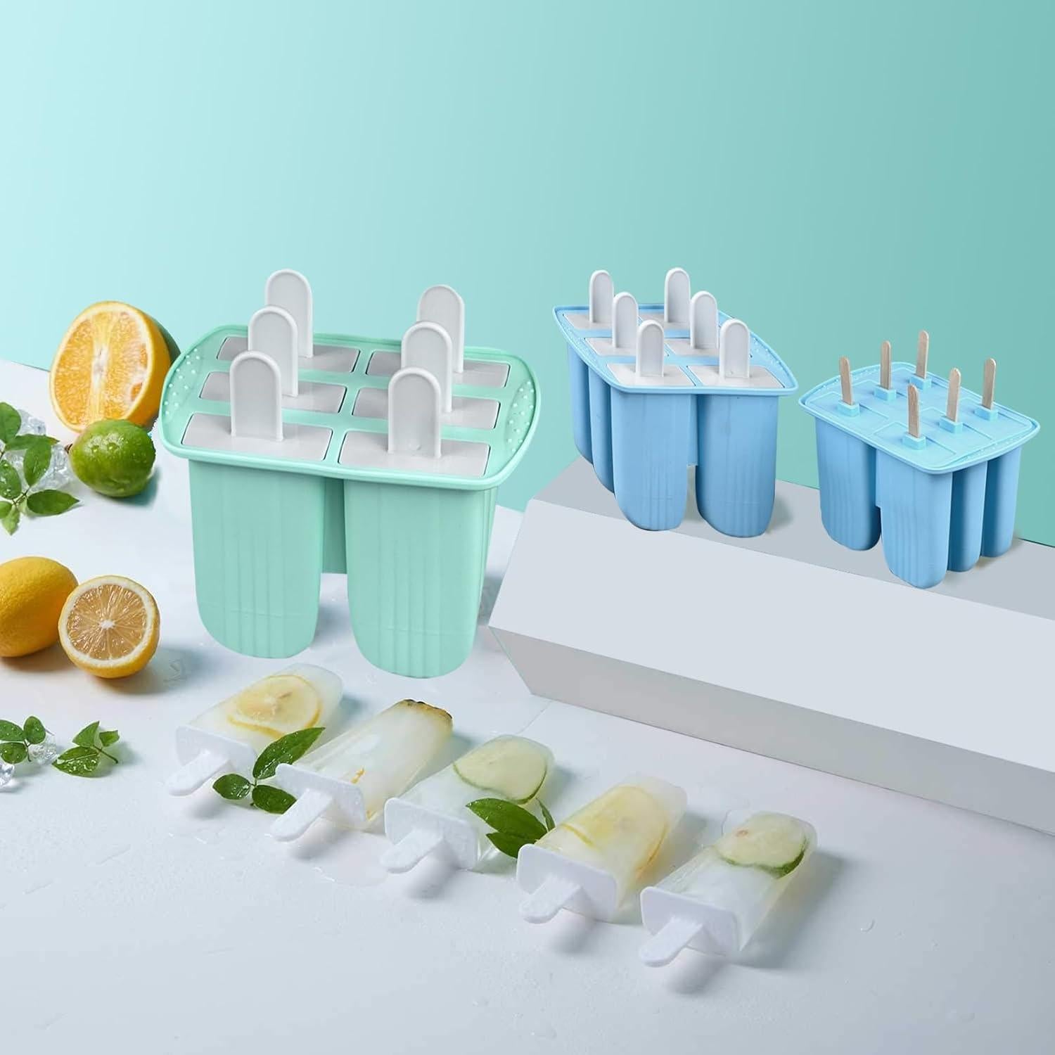 Moldes de Popsicle de Silicona Wpunwen 6 Cavidades Azul