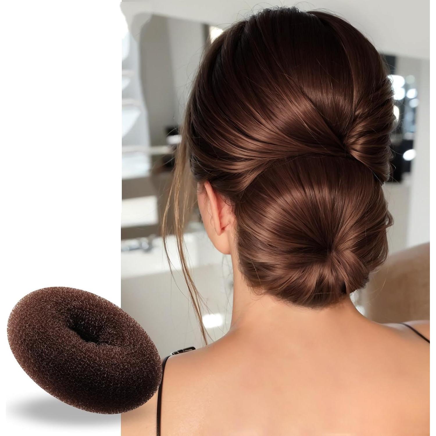 Donut Hair Bun Maker Rings Hair Bun Shaper Small Doughnuts Ring Styler Bun Makers for Kids Girls Chignon Donut Sock Forms for Adults Mini Doughnut Shapers for Short and Thin Hair Beige S (6cm)
