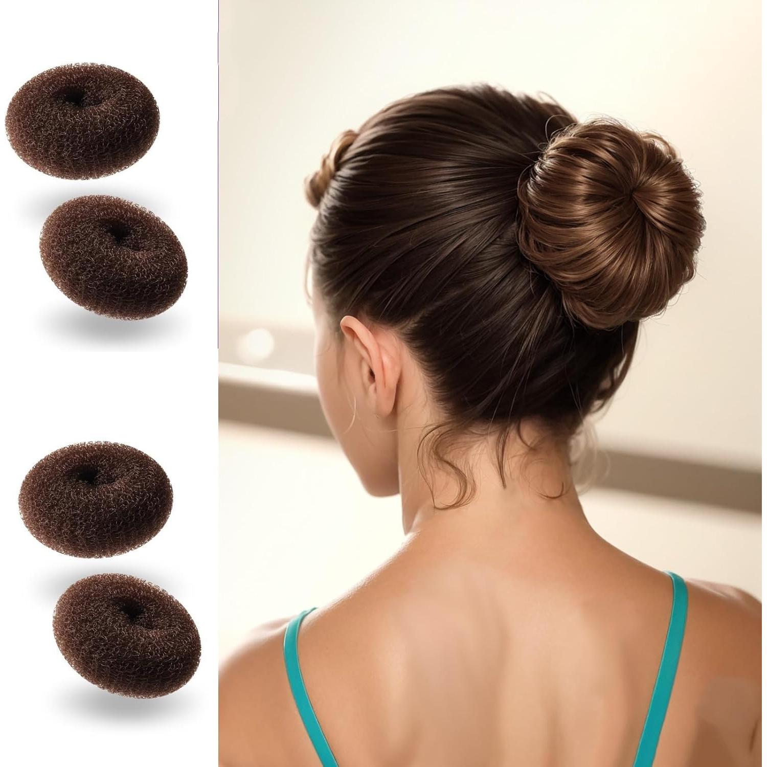 Donut Hair Bun Maker Rings Hair Bun Shaper Small Doughnuts Ring Styler Bun Makers for Kids Girls Chignon Donut Sock Forms for Adults Mini Doughnut Shapers for Short and Thin Hair Beige S (6cm)