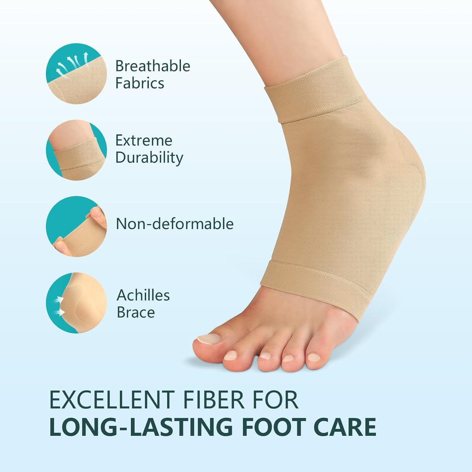 Protector de talón de Aquiles Promifun - Compresión Gel Beige - 1 par