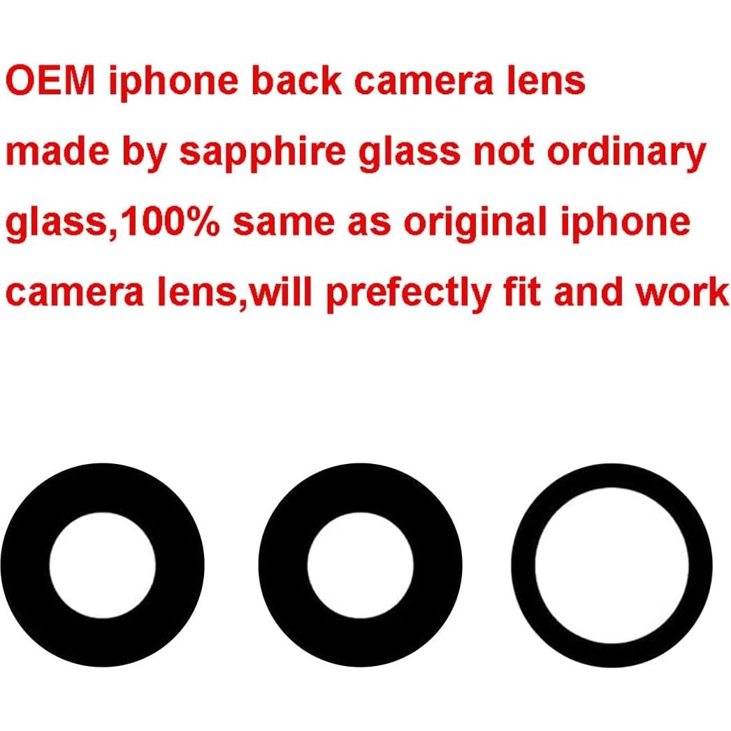 Reemplazo Lente de Cámara Trasera Original Perzework para iPhone 11 Pro Max/Pro - 2 Set con Adhesivo y Kit de Herramientas