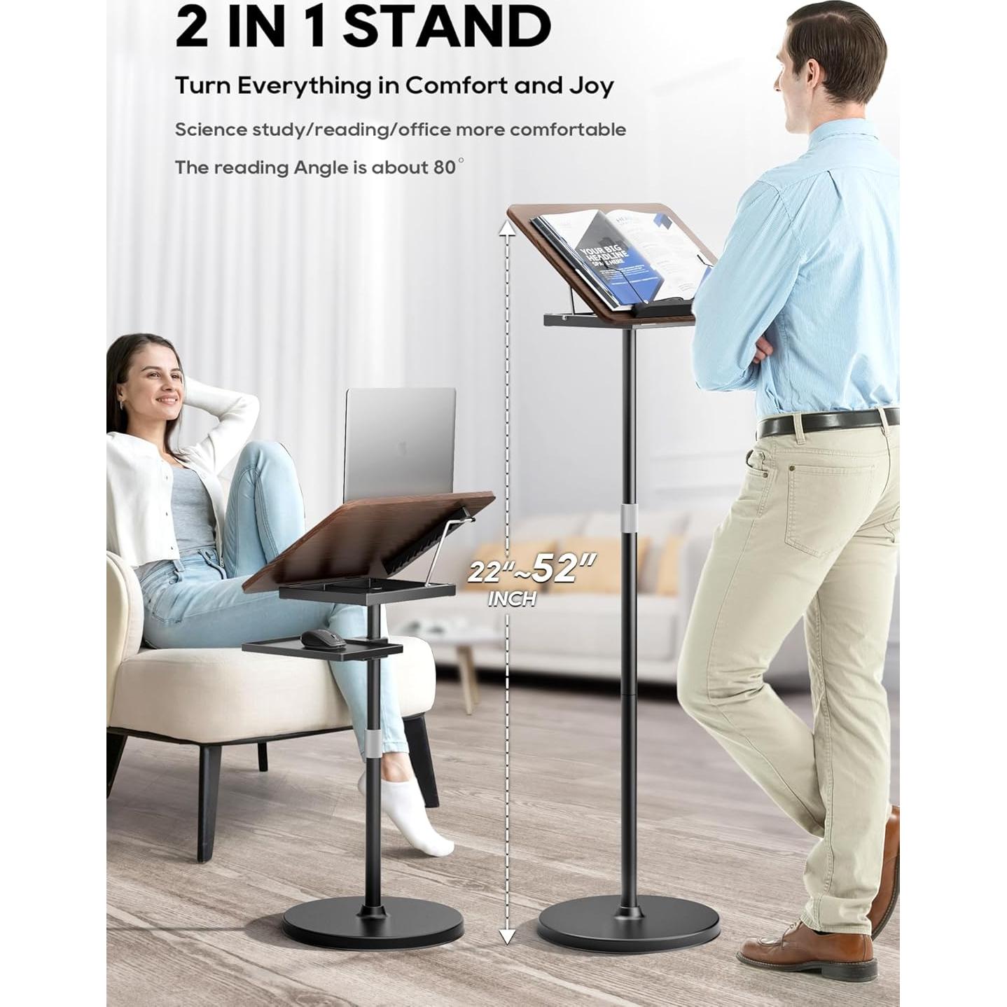 Soporte de Libro Ajustable Haweah 2 en 1 Negro 59.69-132.08 cm