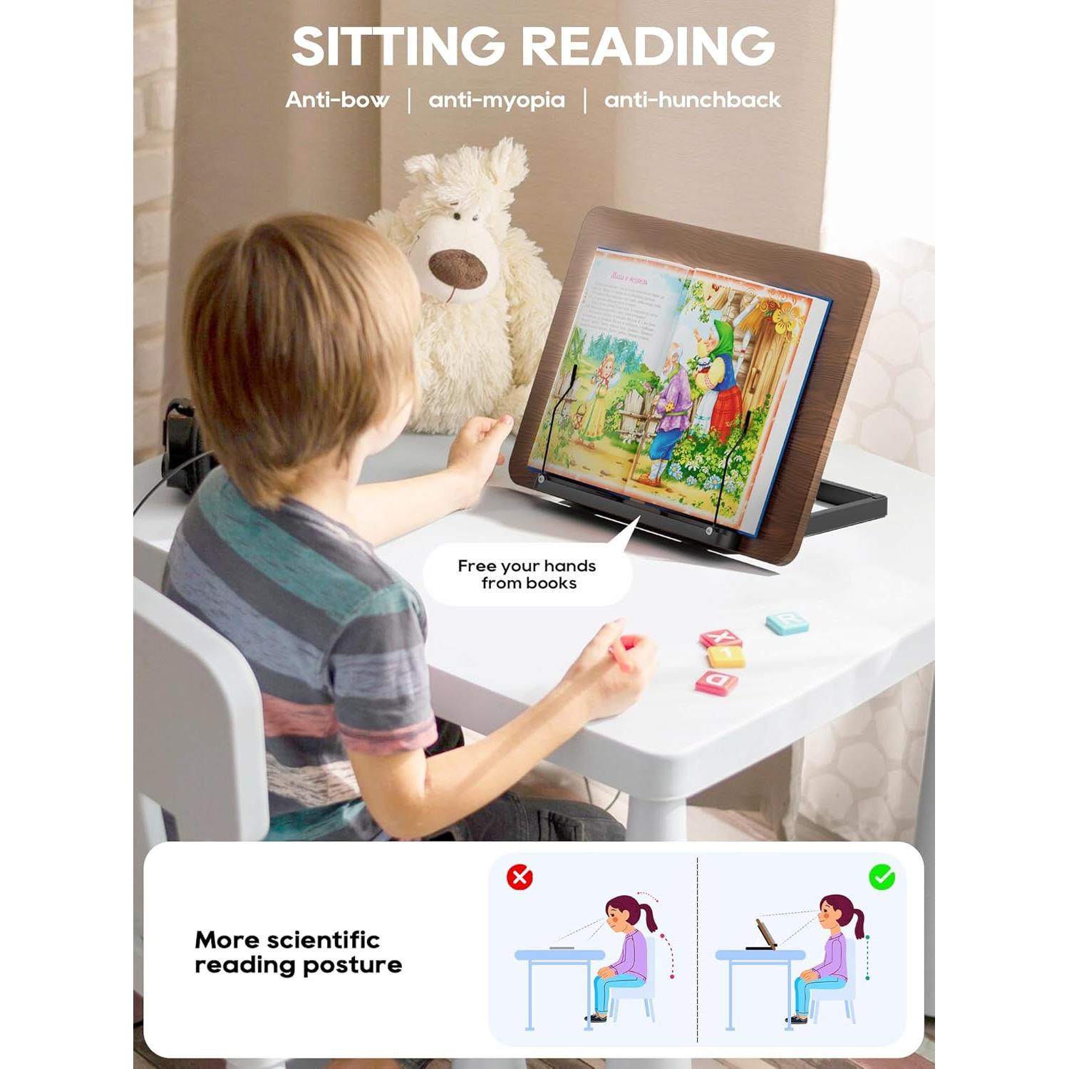 Soporte de Libro Ajustable Haweah 2 en 1 Negro 59.69-132.08 cm