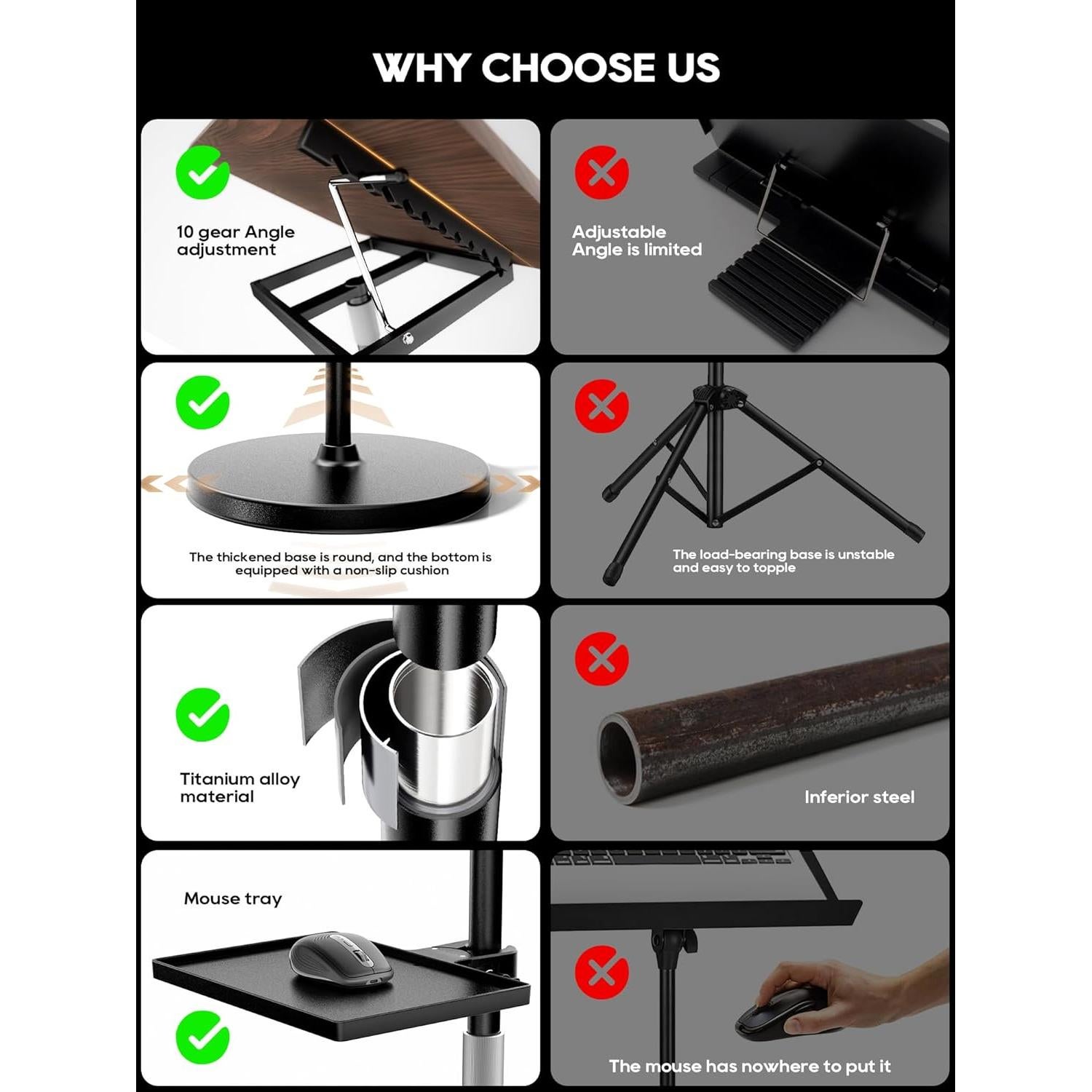 Soporte de Libro Ajustable Haweah 2 en 1 Negro 59.69-132.08 cm