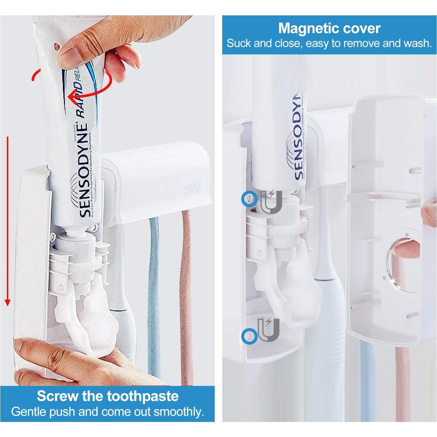 Dispensador de Pasta de Dientes Houvillage Blanco con Soporte