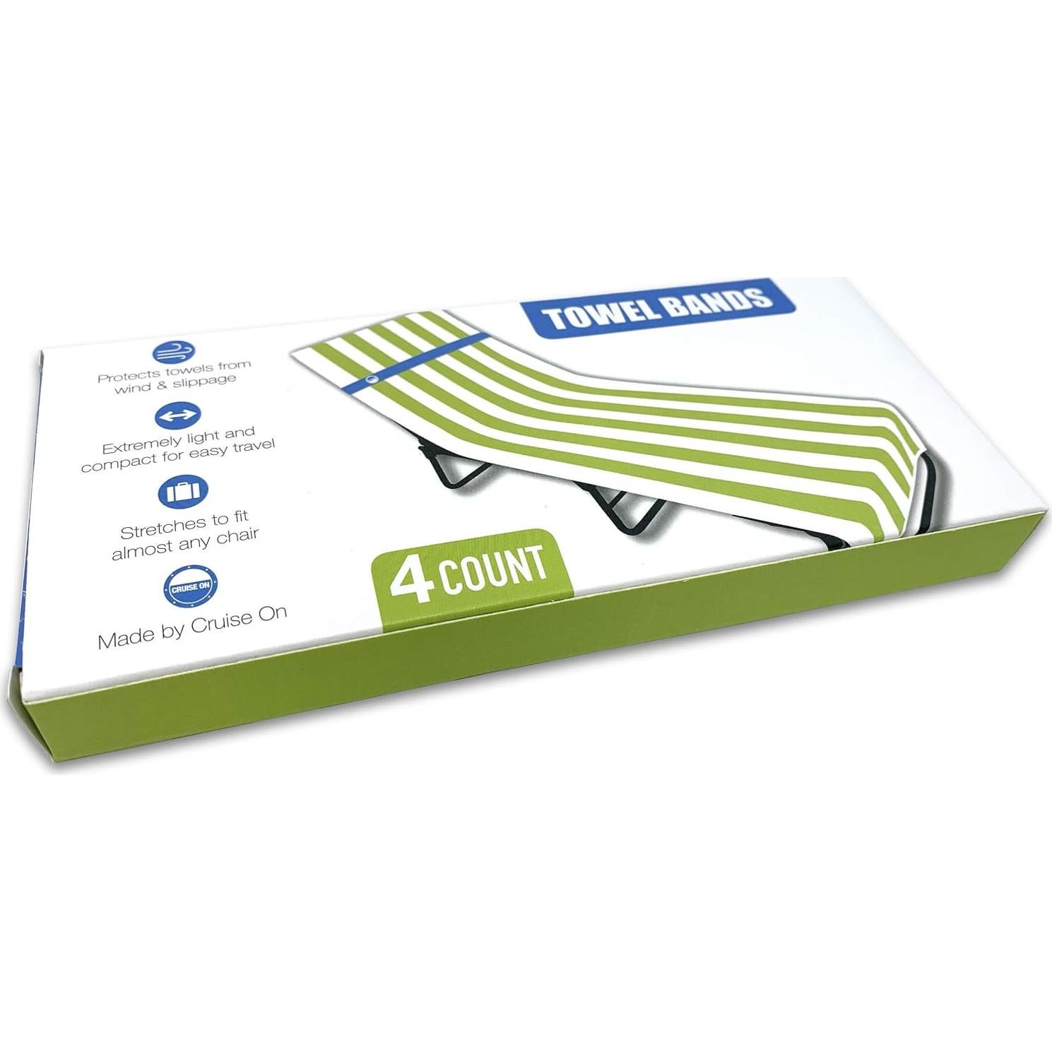 Bandas de Toalla Cruise On para Sillas de Playa - Paquete de 4