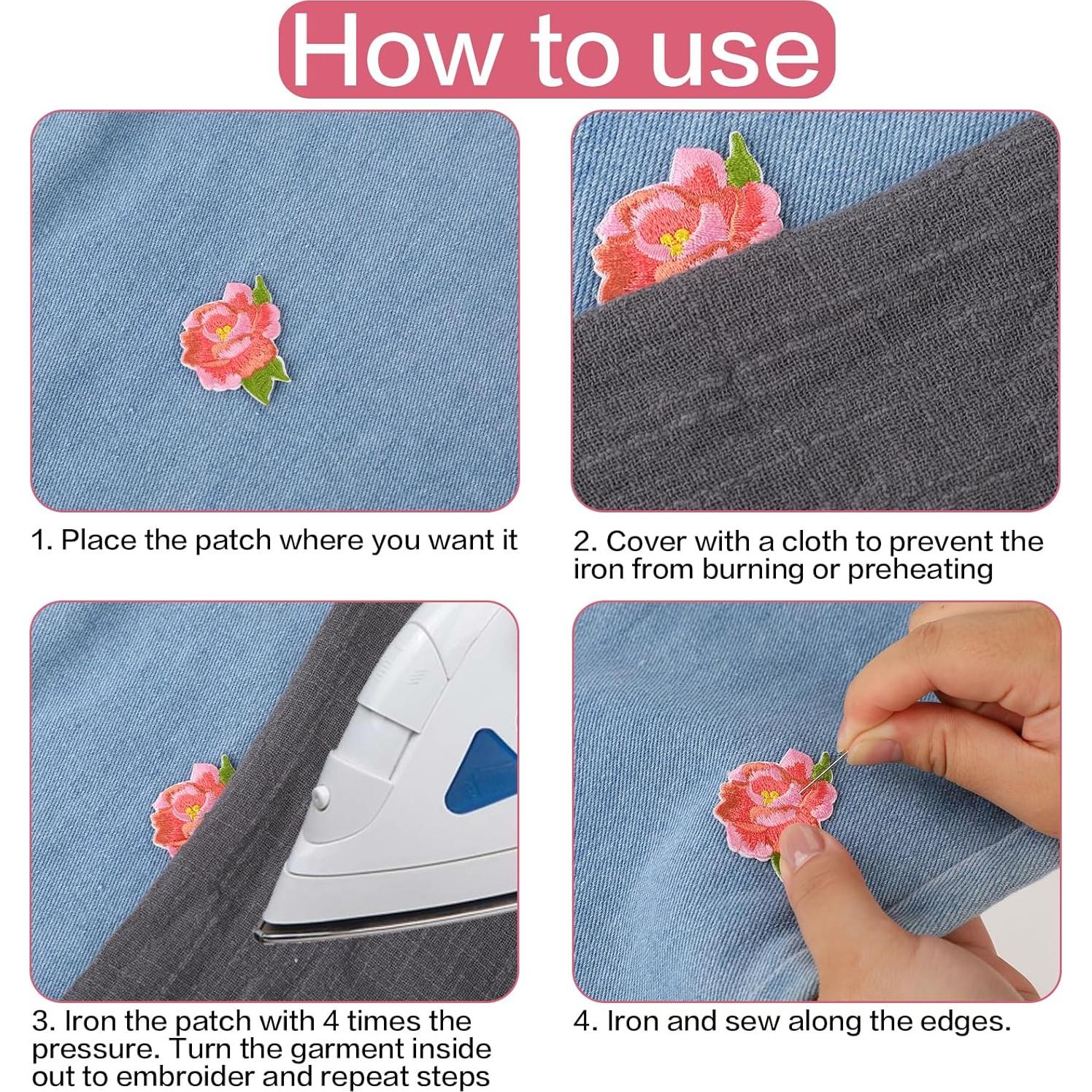 15 Piezas Parche Bordado Flores KALIONE para Planchar y Coser