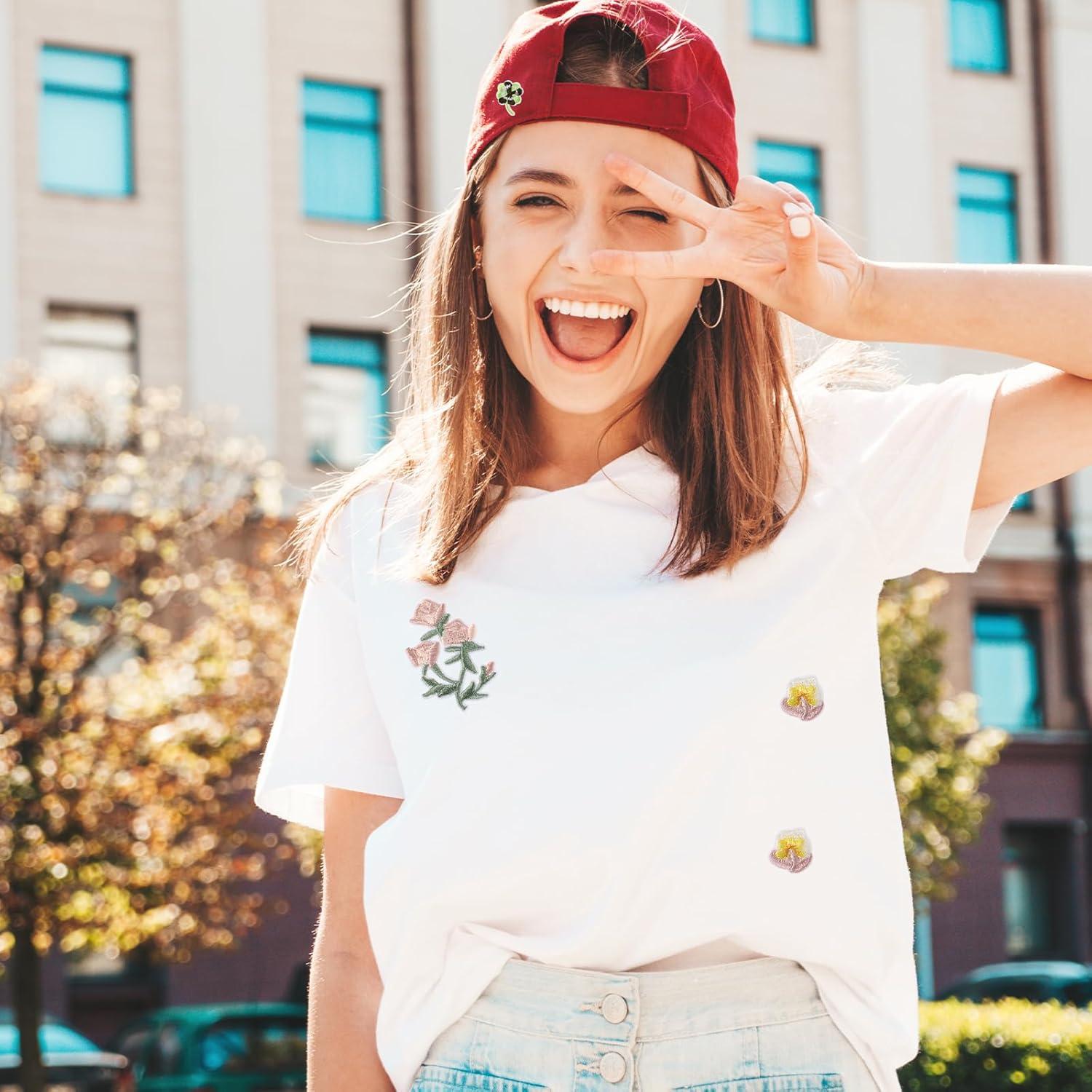 15 Piezas Parche Bordado Flores KALIONE para Planchar y Coser