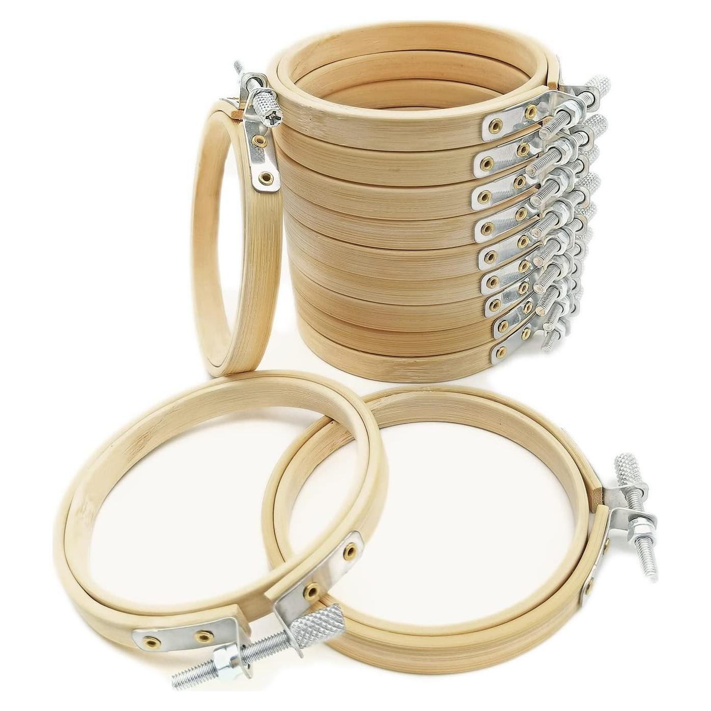 Juego de 12 Aros de Bordado Cldamecy 8cm de Bambú Natural