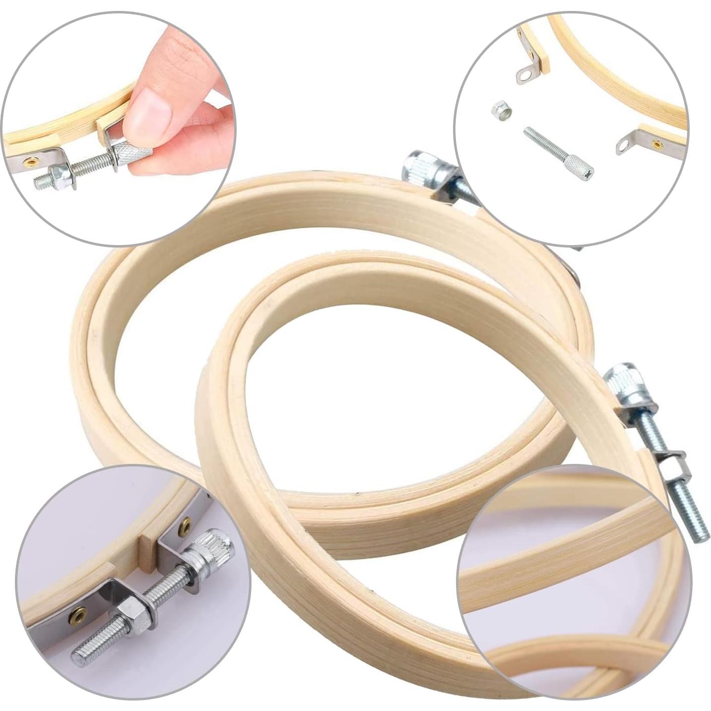 Juego de 12 Aros de Bordado Cldamecy 8cm de Bambú Natural