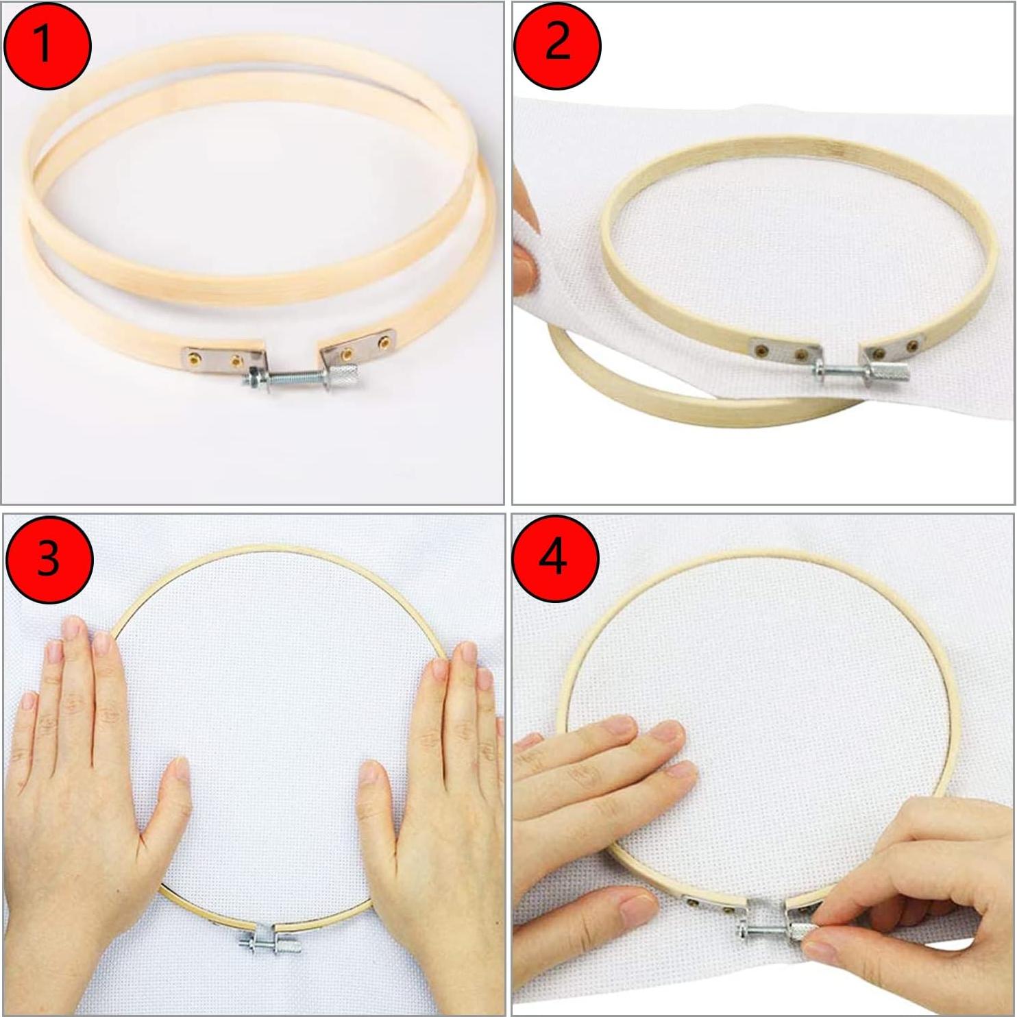 Juego de 12 Aros de Bordado Cldamecy 8cm de Bambú Natural