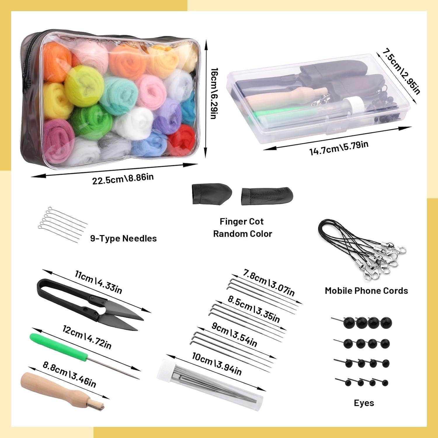 Kit de Fieltro con Aguja SOCNITC 45 Colores 300g DIY Manualidades