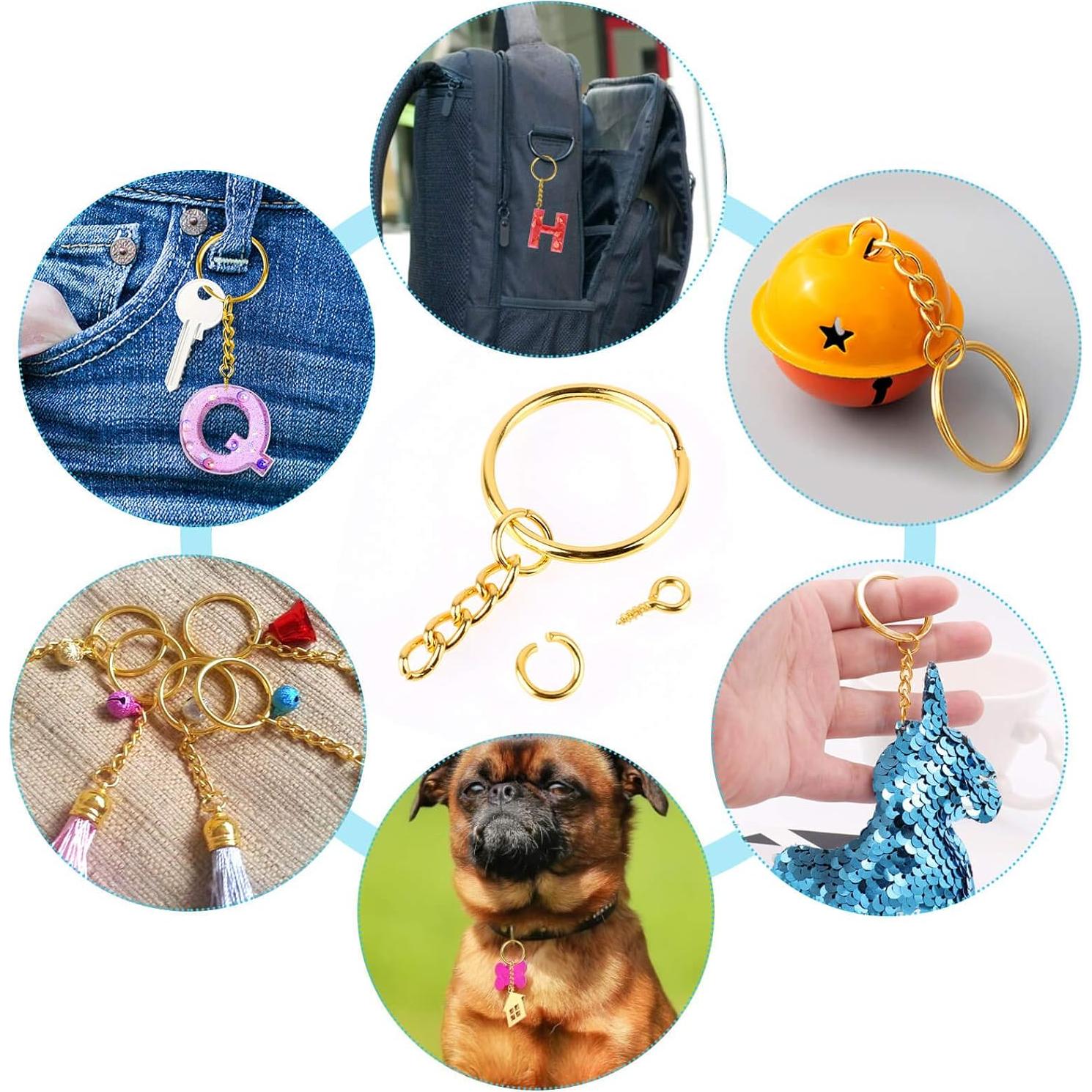 Kit de Anillos para Llaveros PAXCOO 300 Piezas Dorado