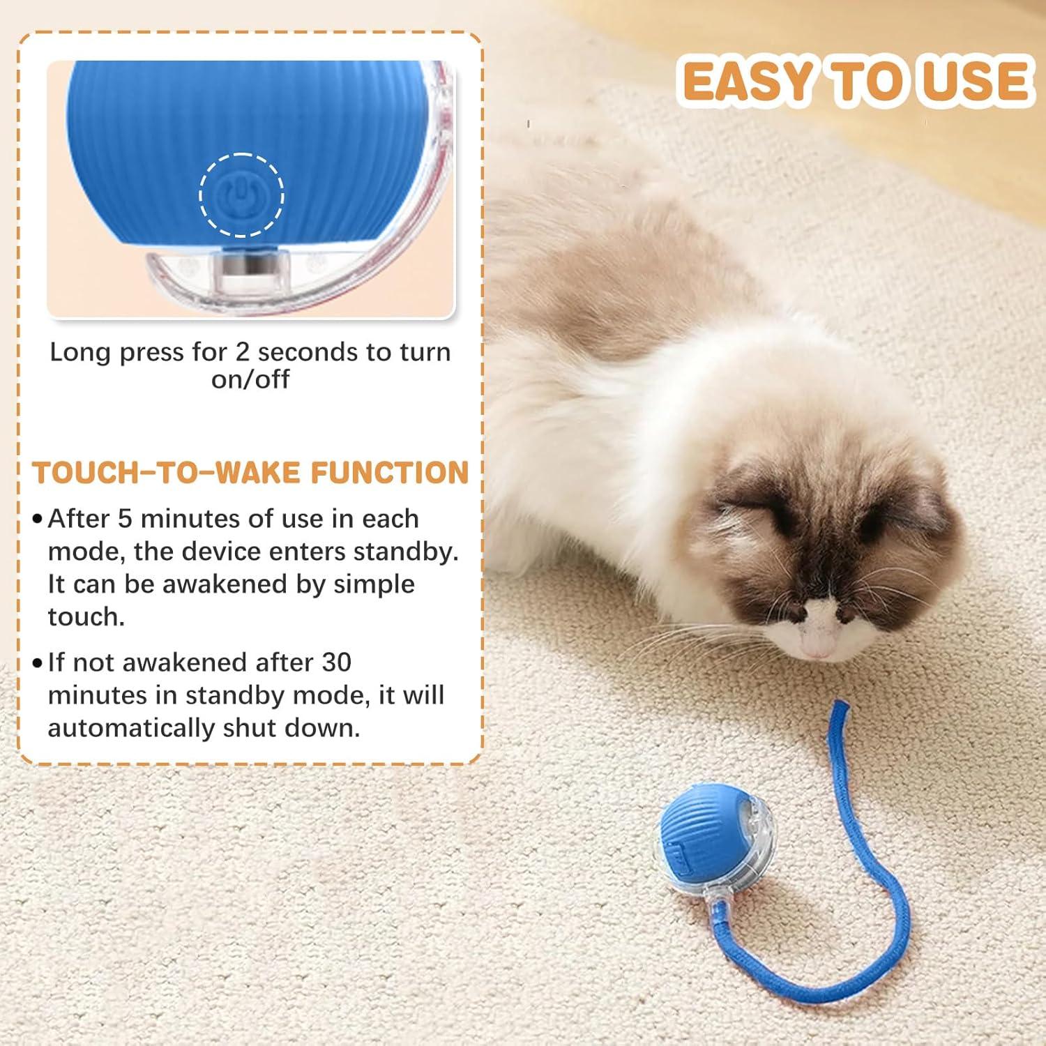 Juguete Interactivo para Gatos NONENDU Azul 360° Recargable