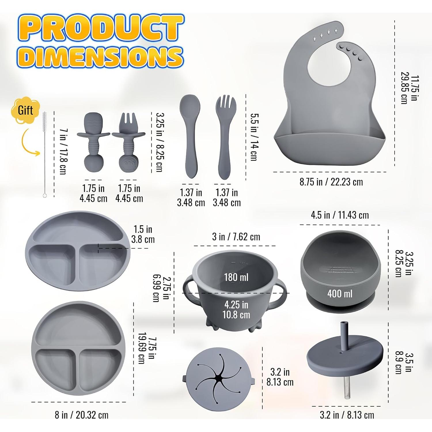 Set de Alimentación para Bebés HippoBaby 10 Piezas Silicona Nube