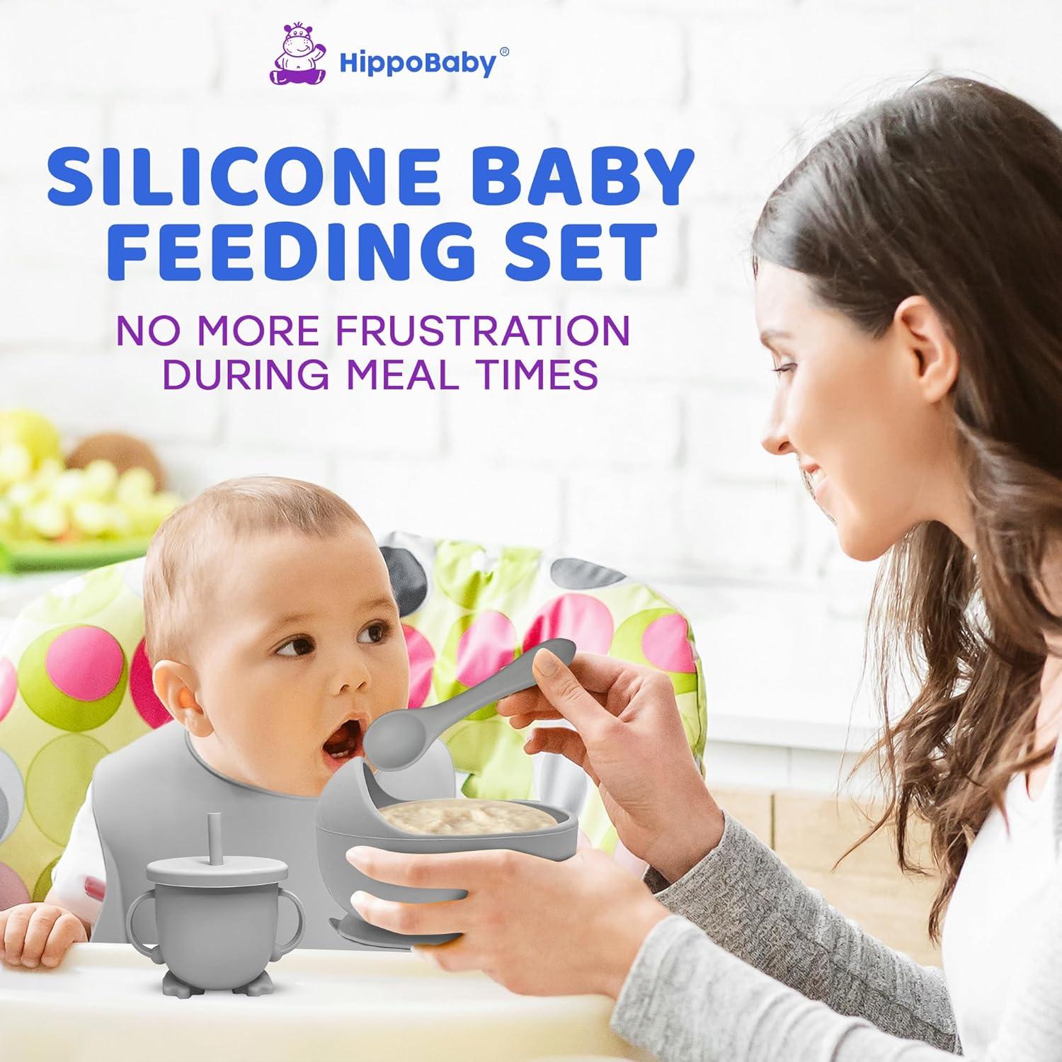 Set de Alimentación para Bebés HippoBaby 10 Piezas Silicona Nube