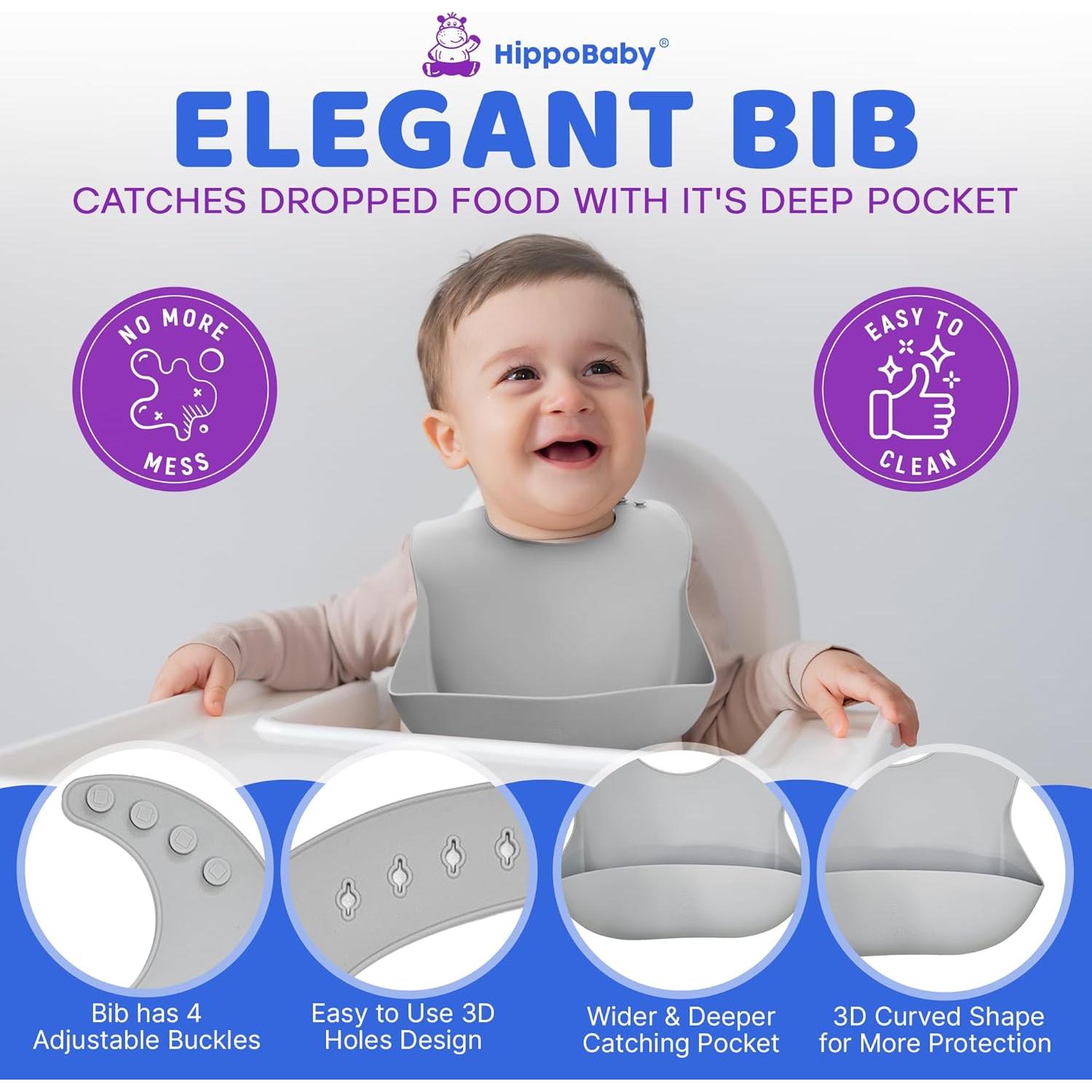 Set de Alimentación para Bebés HippoBaby 10 Piezas Silicona Nube