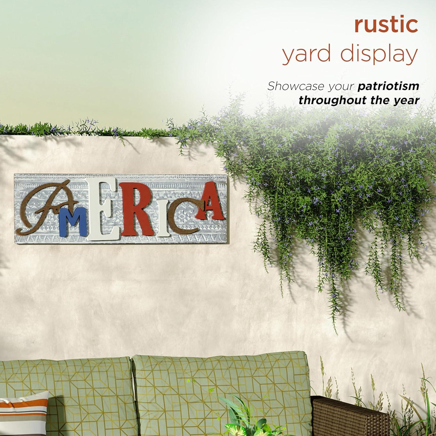 Decoración de Pared América Alpine 81.3 cm Madera y Metal