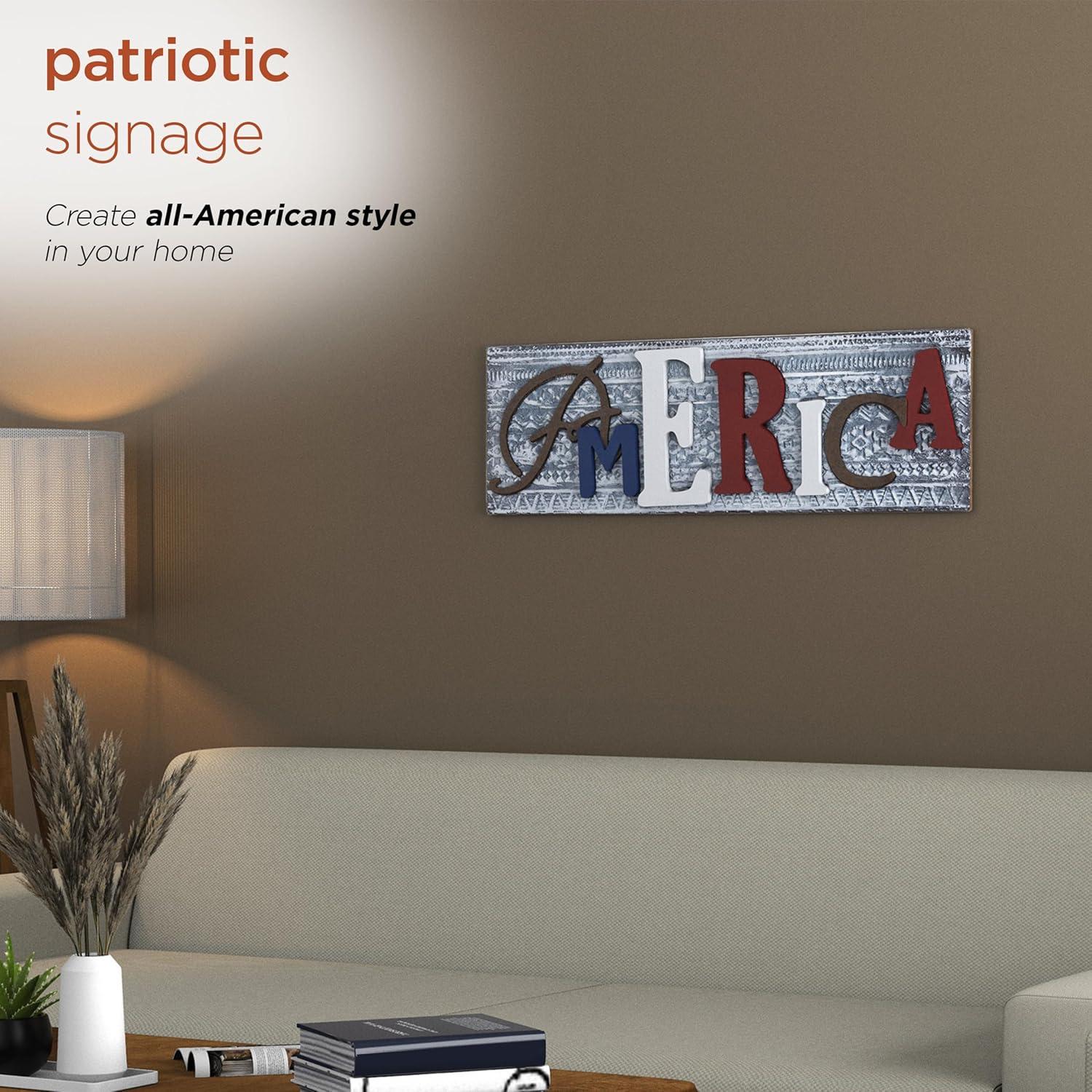 Decoración de Pared América Alpine 81.3 cm Madera y Metal