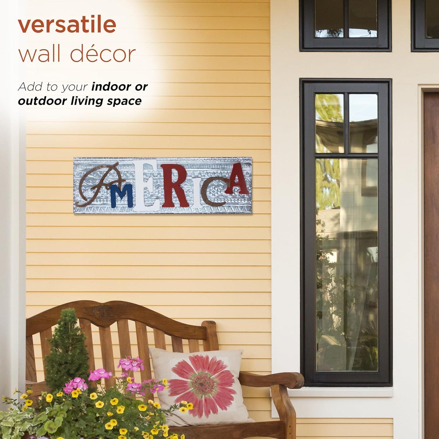 Decoración de Pared América Alpine 81.3 cm Madera y Metal