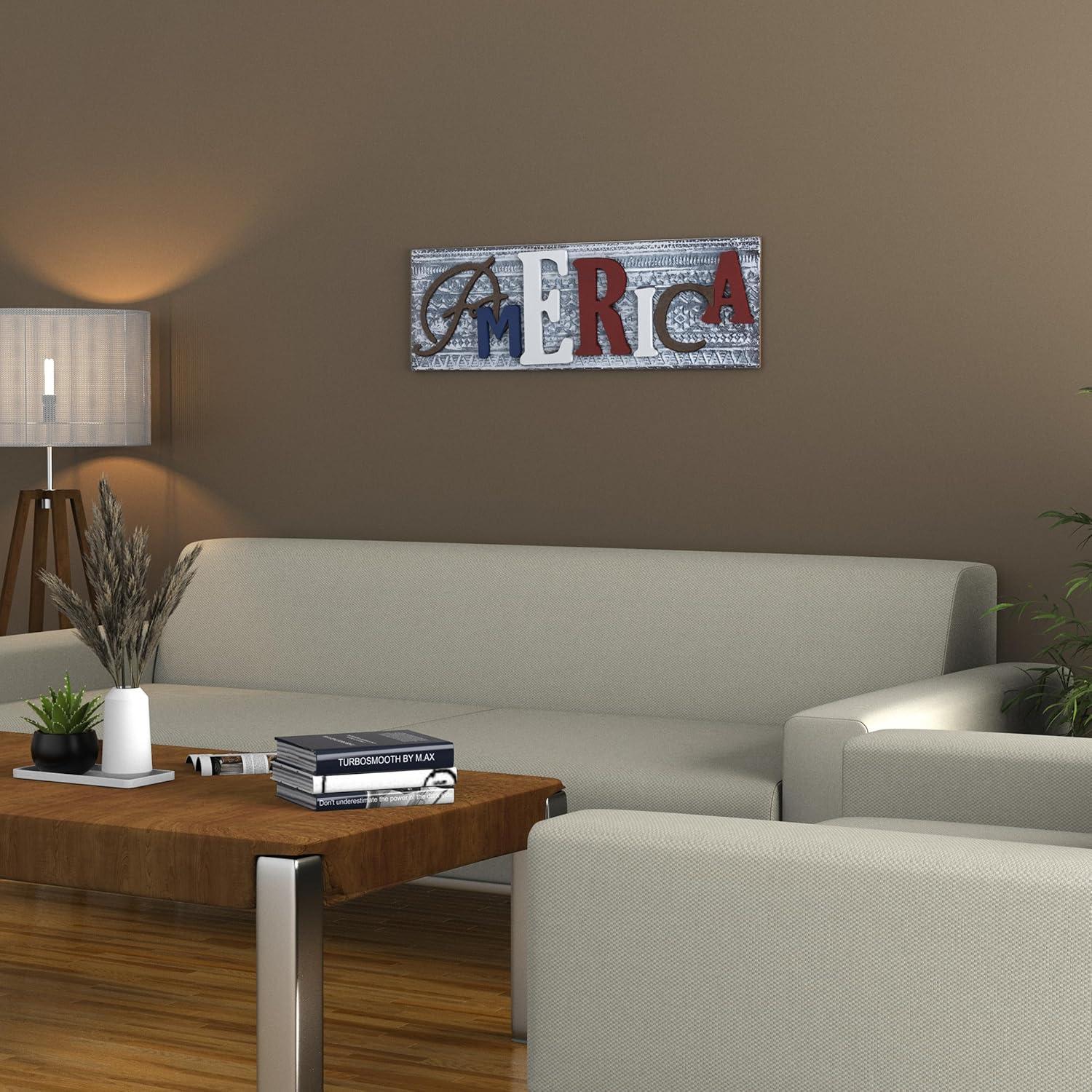 Decoración de Pared América Alpine 81.3 cm Madera y Metal