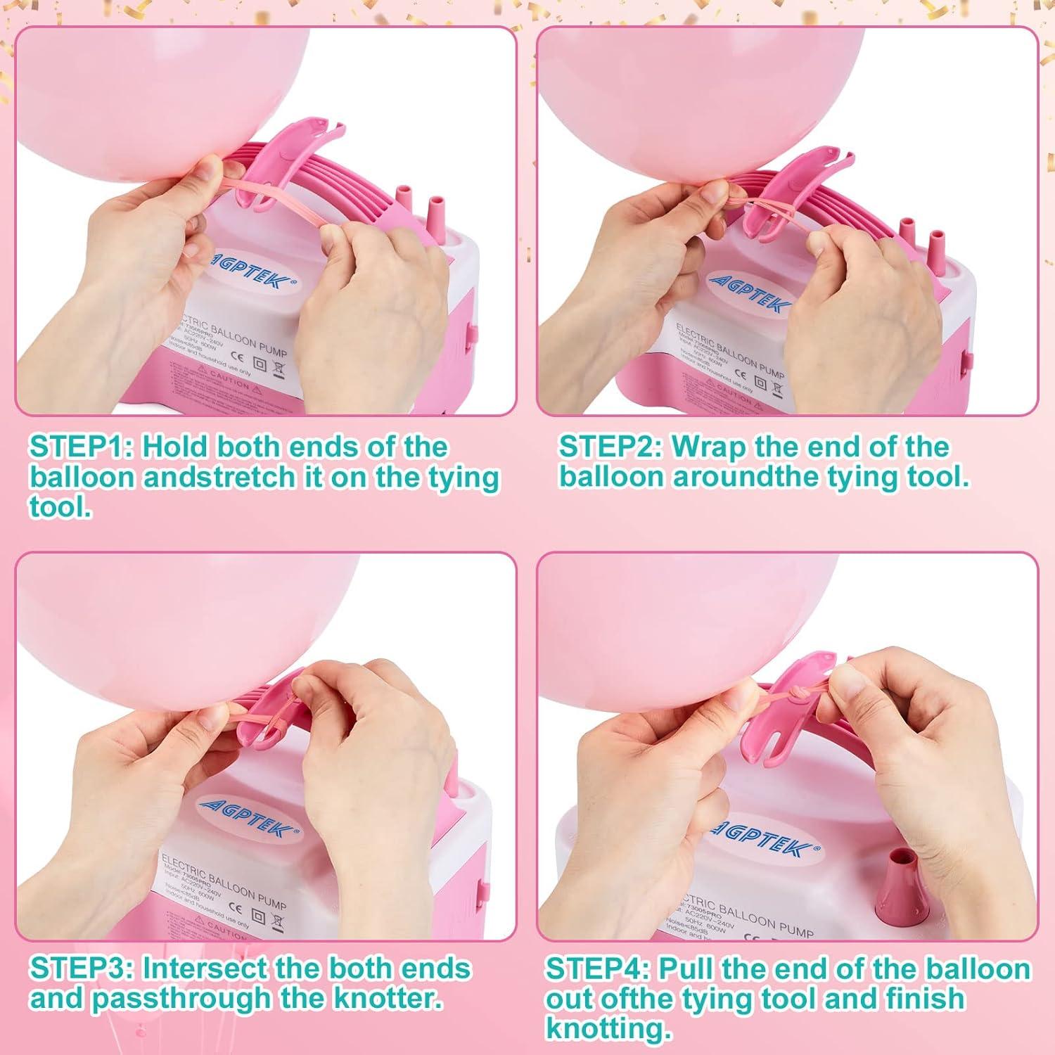 Bomba de Aire Eléctrica AGPtEK para Globos 600W Rosa y Blanca