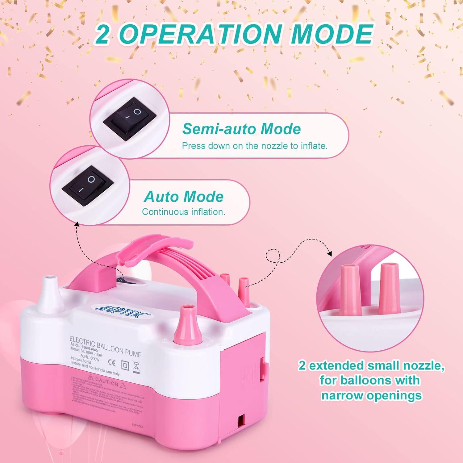 Bomba de Aire Eléctrica AGPtEK para Globos 600W Rosa y Blanca