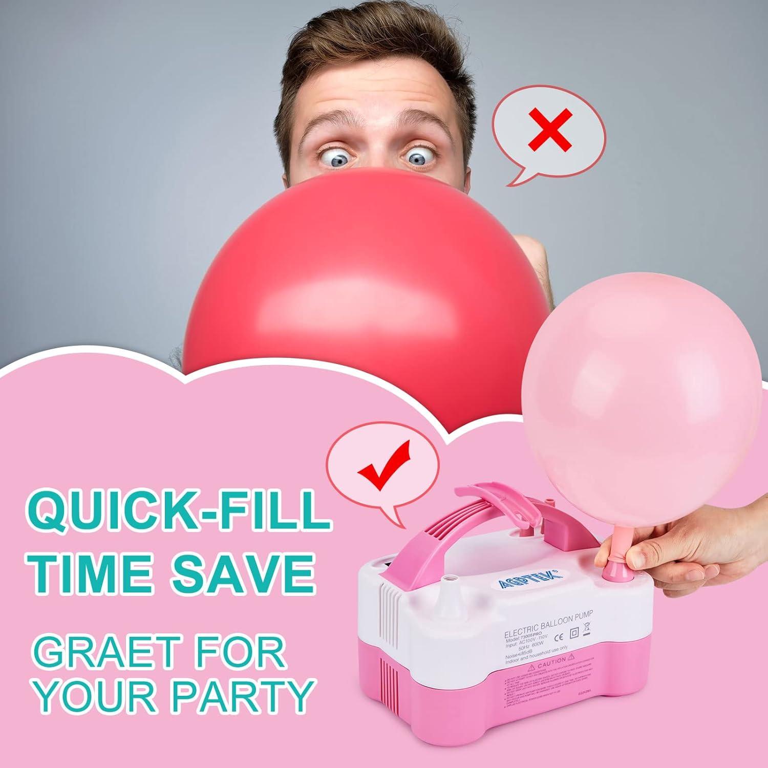 Bomba de Aire Eléctrica AGPtEK para Globos 600W Rosa y Blanca