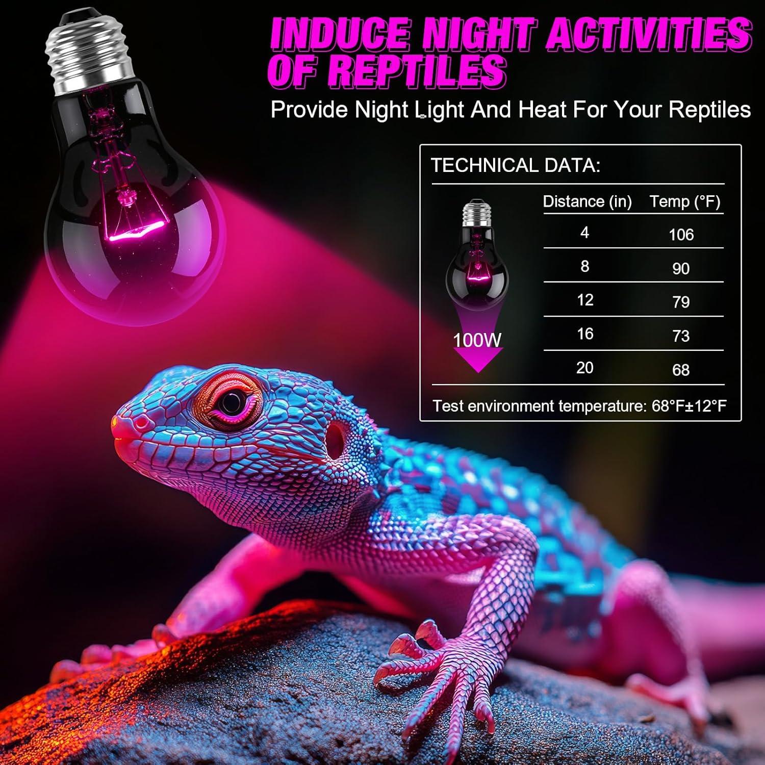 8 Bombillas de Calor Infrarrojo 100W para Reptiles Kittmip