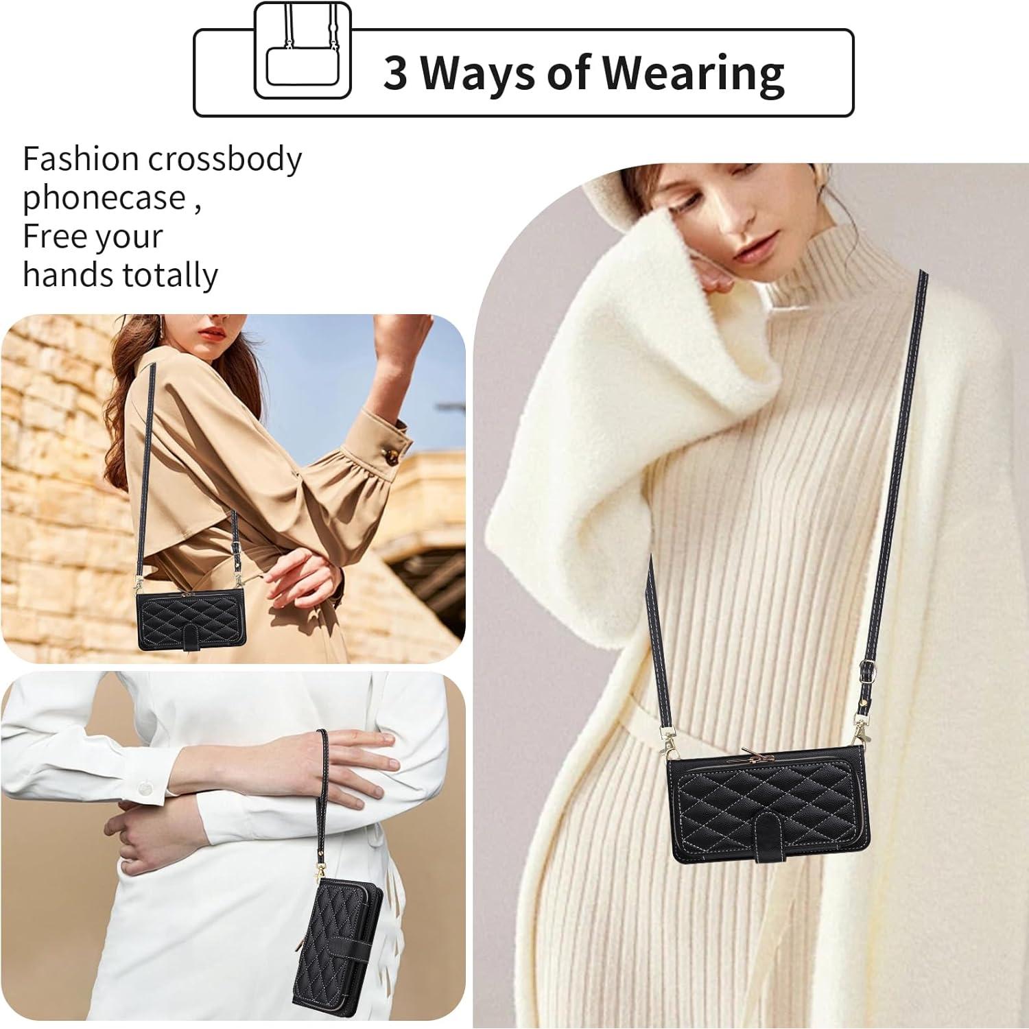 Funda de Cartera Dswteny Negra para Cricket Icon 5 y AT&T Motivate 4