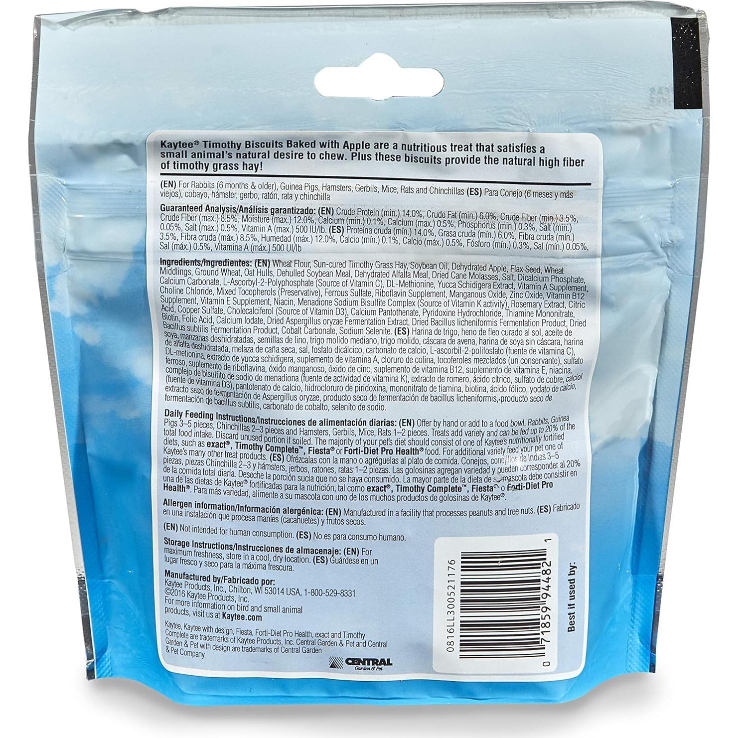 Galletas Kaytee Timothy Horneadas con Manzana 113 g para Mascotas