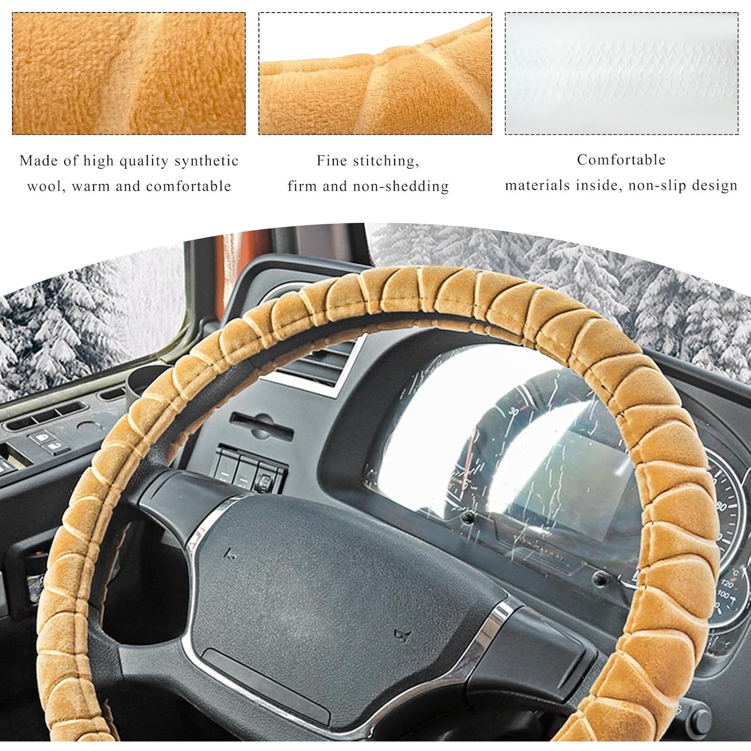 Funda de Volante de Coche Wevdn Beige 38.1 cm Antideslizante