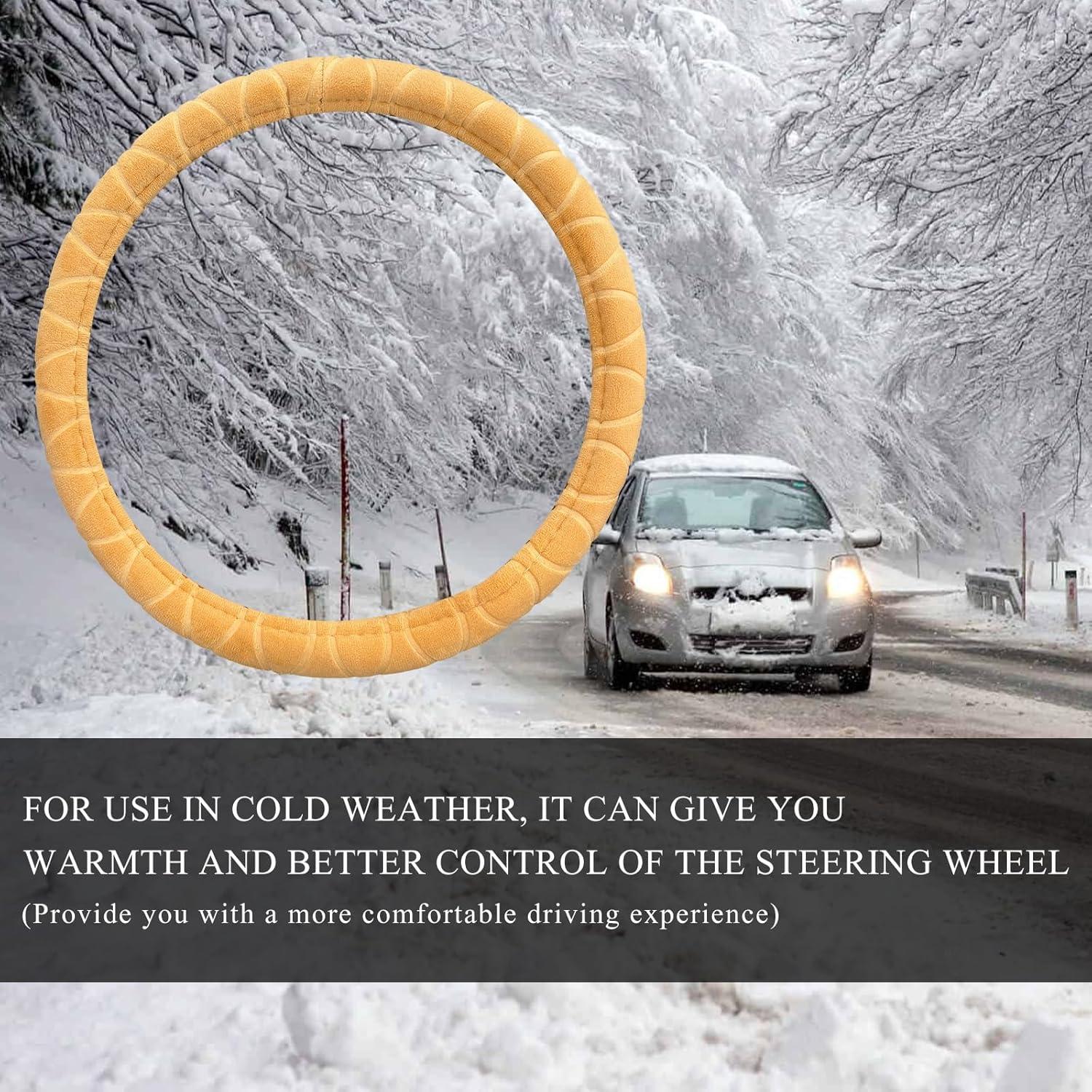 Funda de Volante de Coche Wevdn Beige 38.1 cm Antideslizante