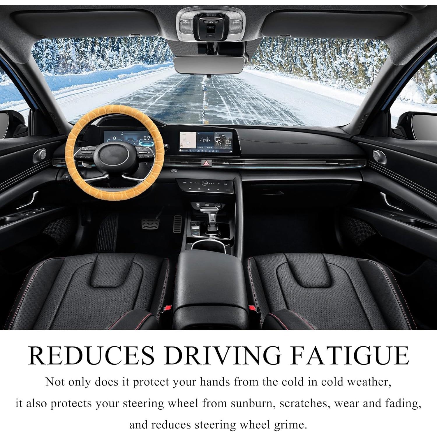 Funda de Volante de Coche Wevdn Beige 38.1 cm Antideslizante