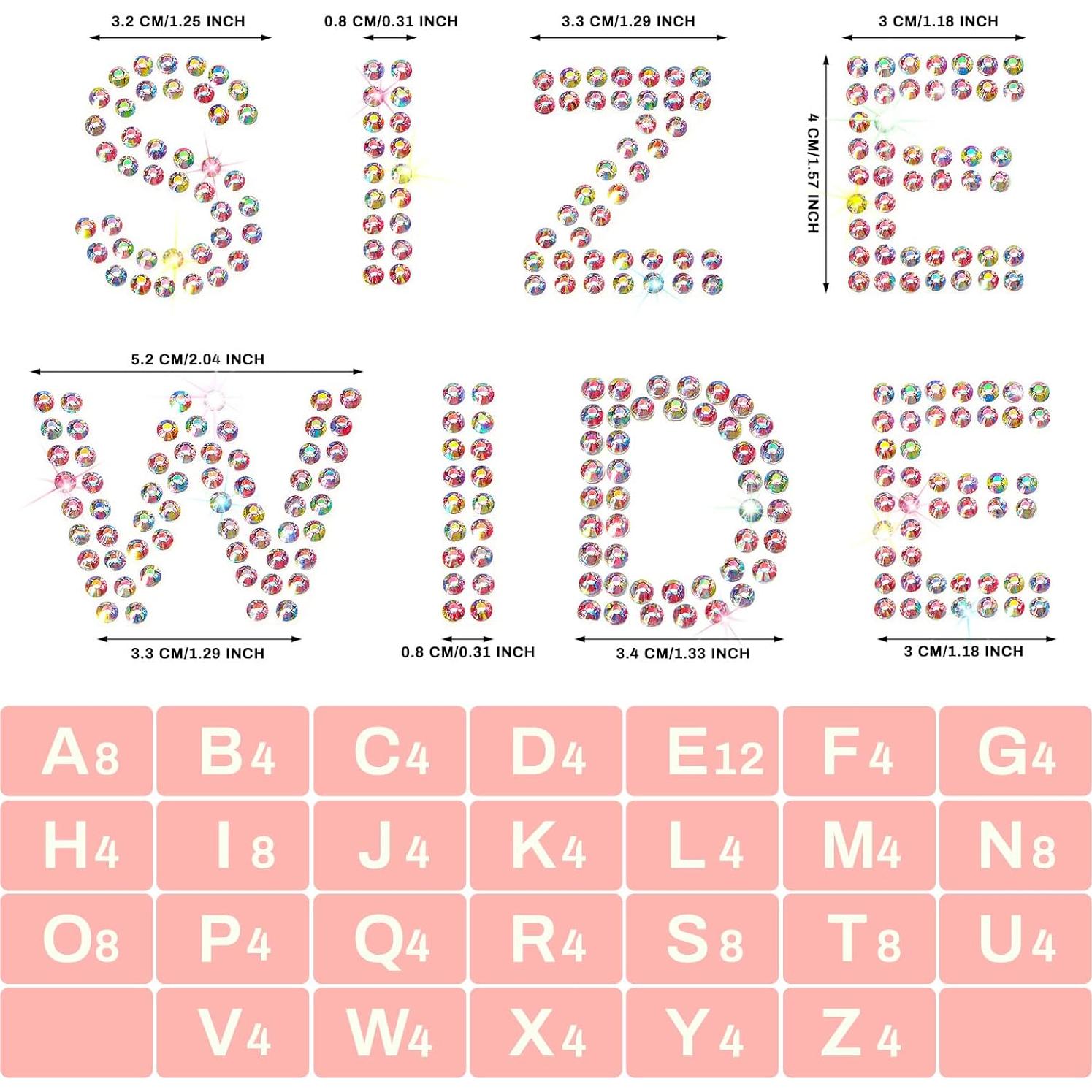 Zonon 136 Piezas Letras de Strass Brillantes Autoadhesivas