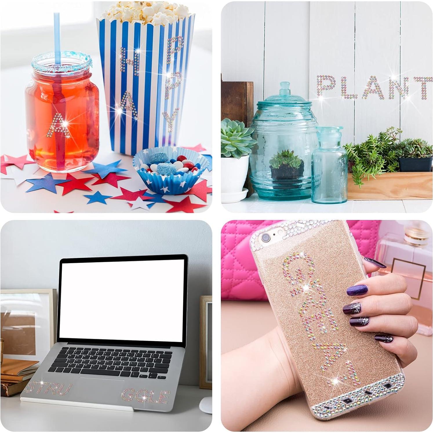 Zonon 136 Piezas Letras de Strass Brillantes Autoadhesivas