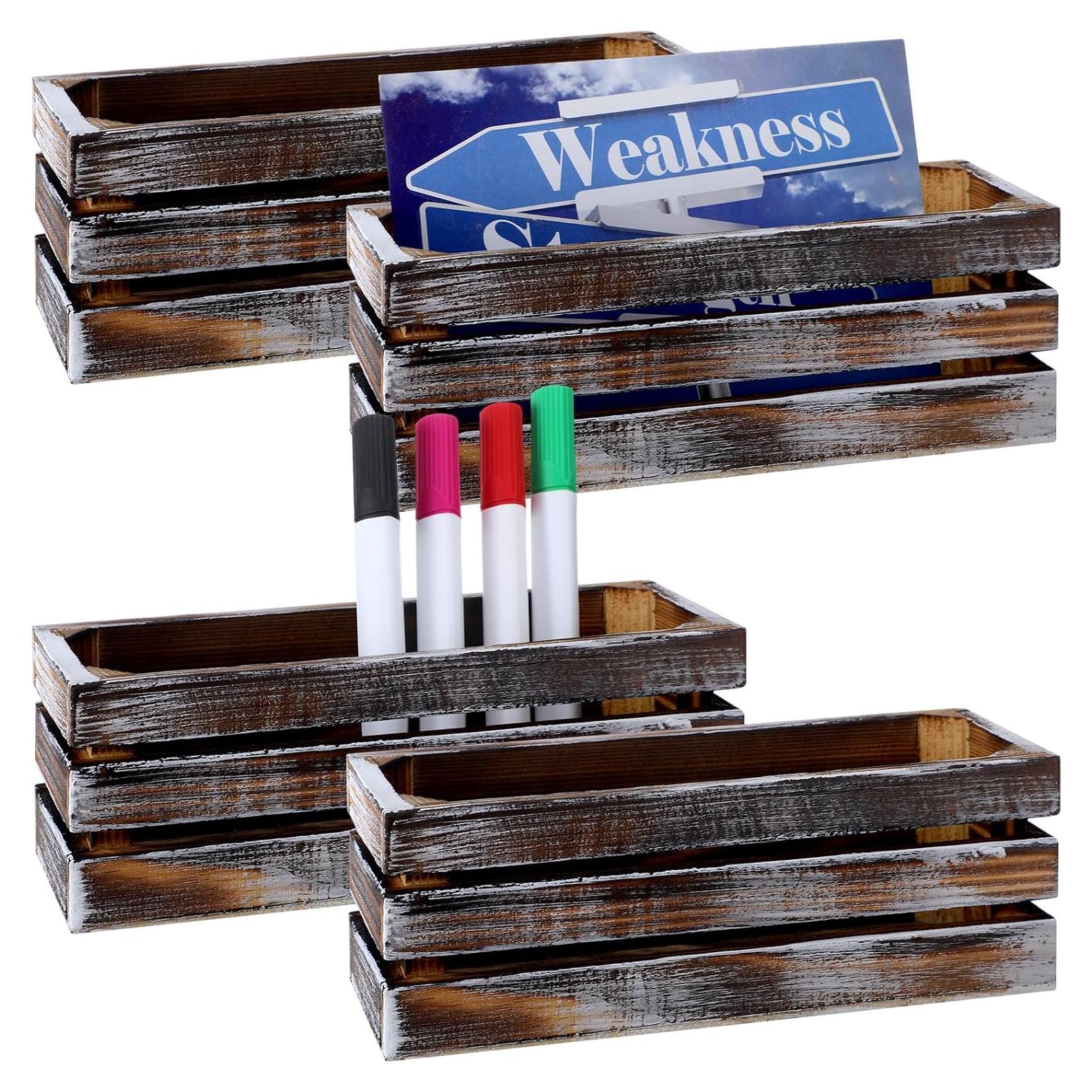 Soporte Magnético para Marcadores de Pizarra Tatuo - 4 Piezas Madera