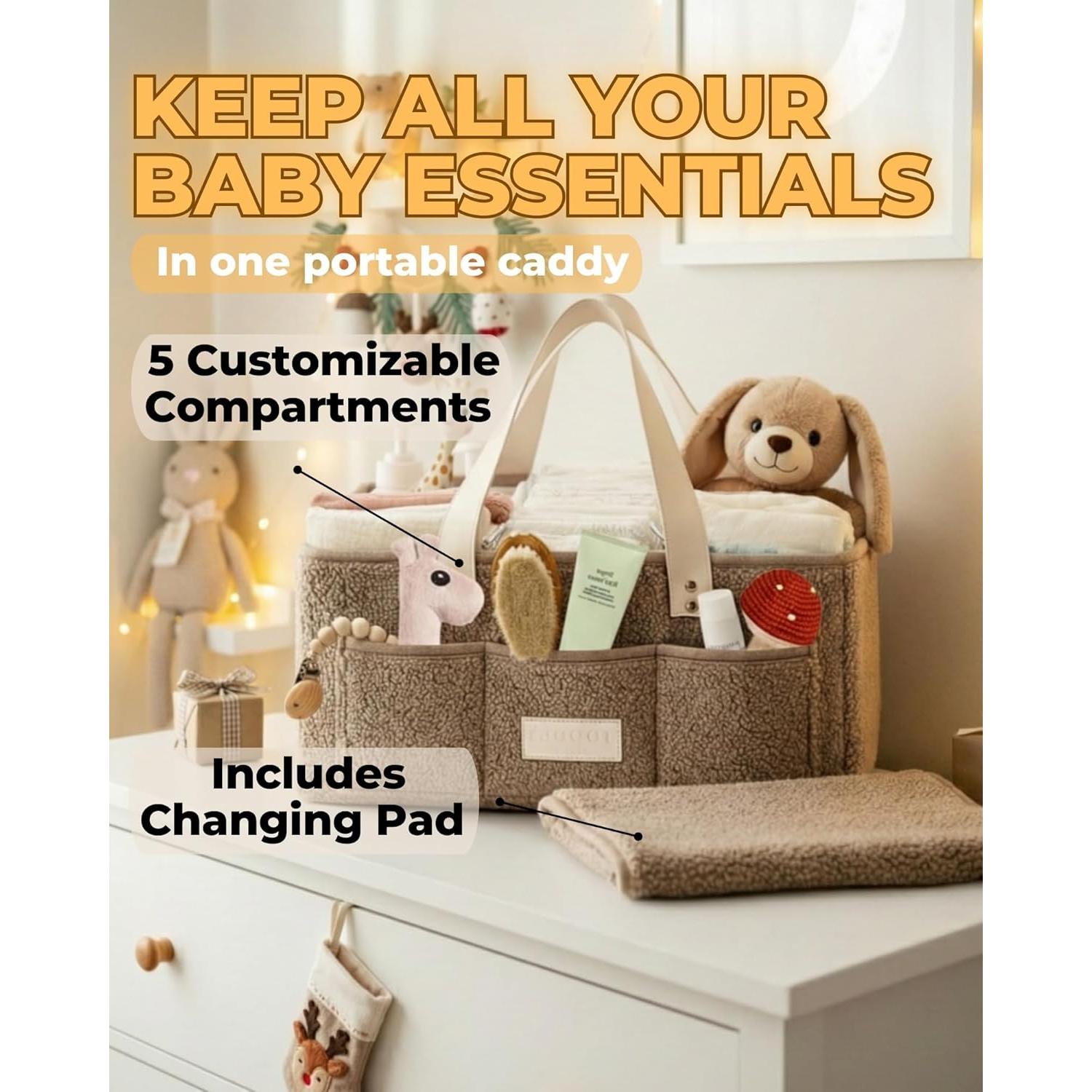Organizador de Pañales Toodly con Almohadilla Cambiadora Taupe