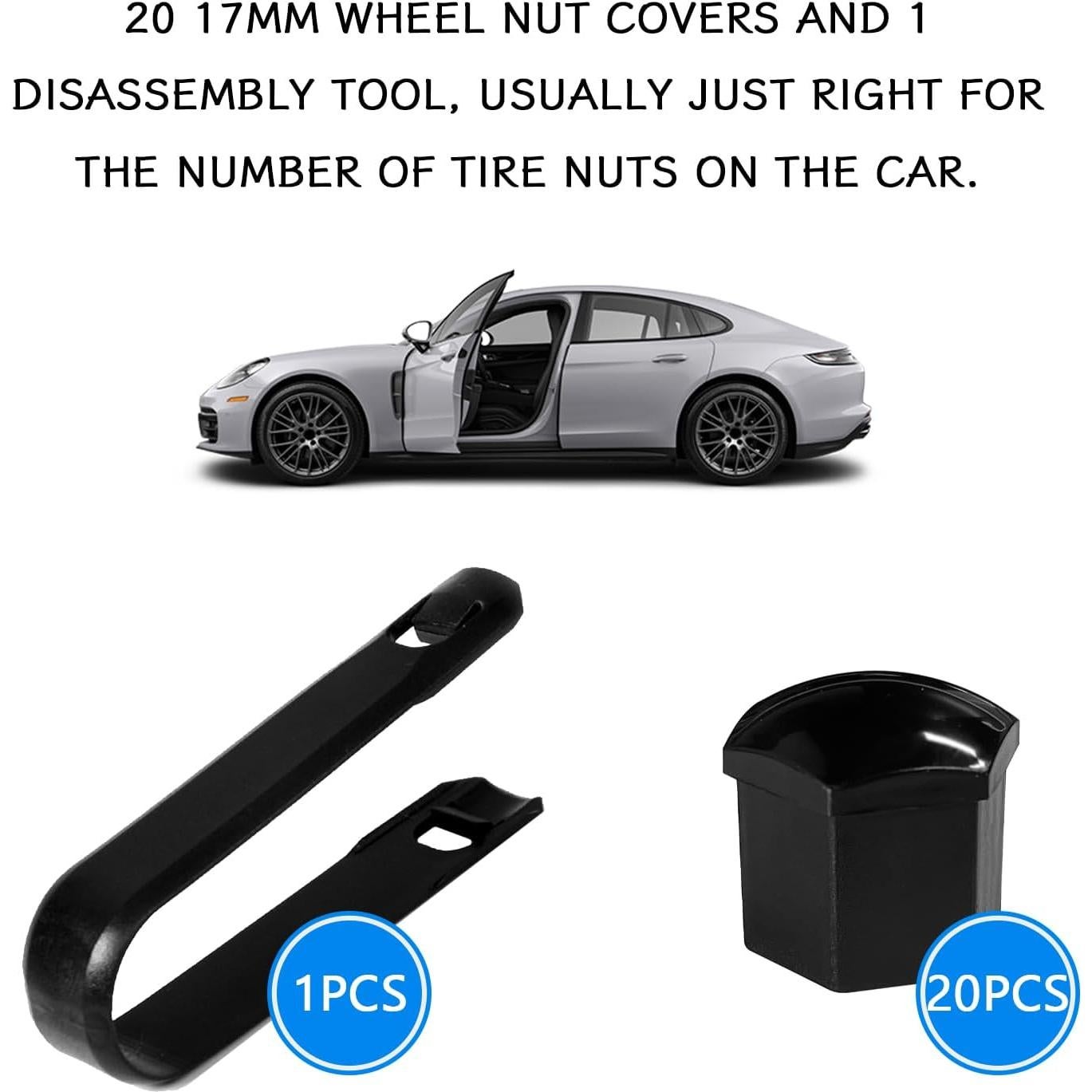 Cubiertas de Tuercas de Rueda KUQUTIDY 17mm Antirrobo 20PCS