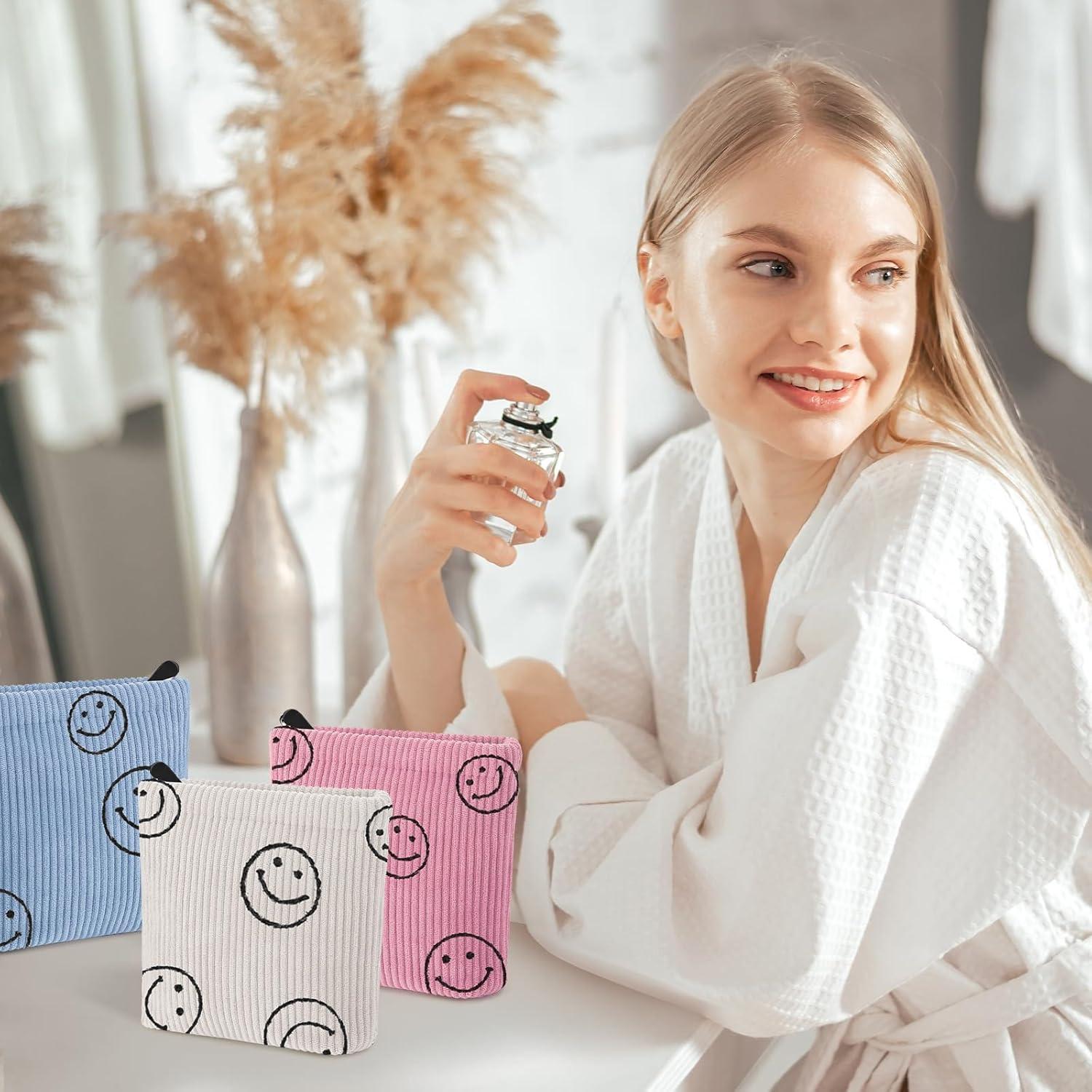 2 PCS Bolsa de Terciopelo Rosa y Azul para Toallas Sanitarias