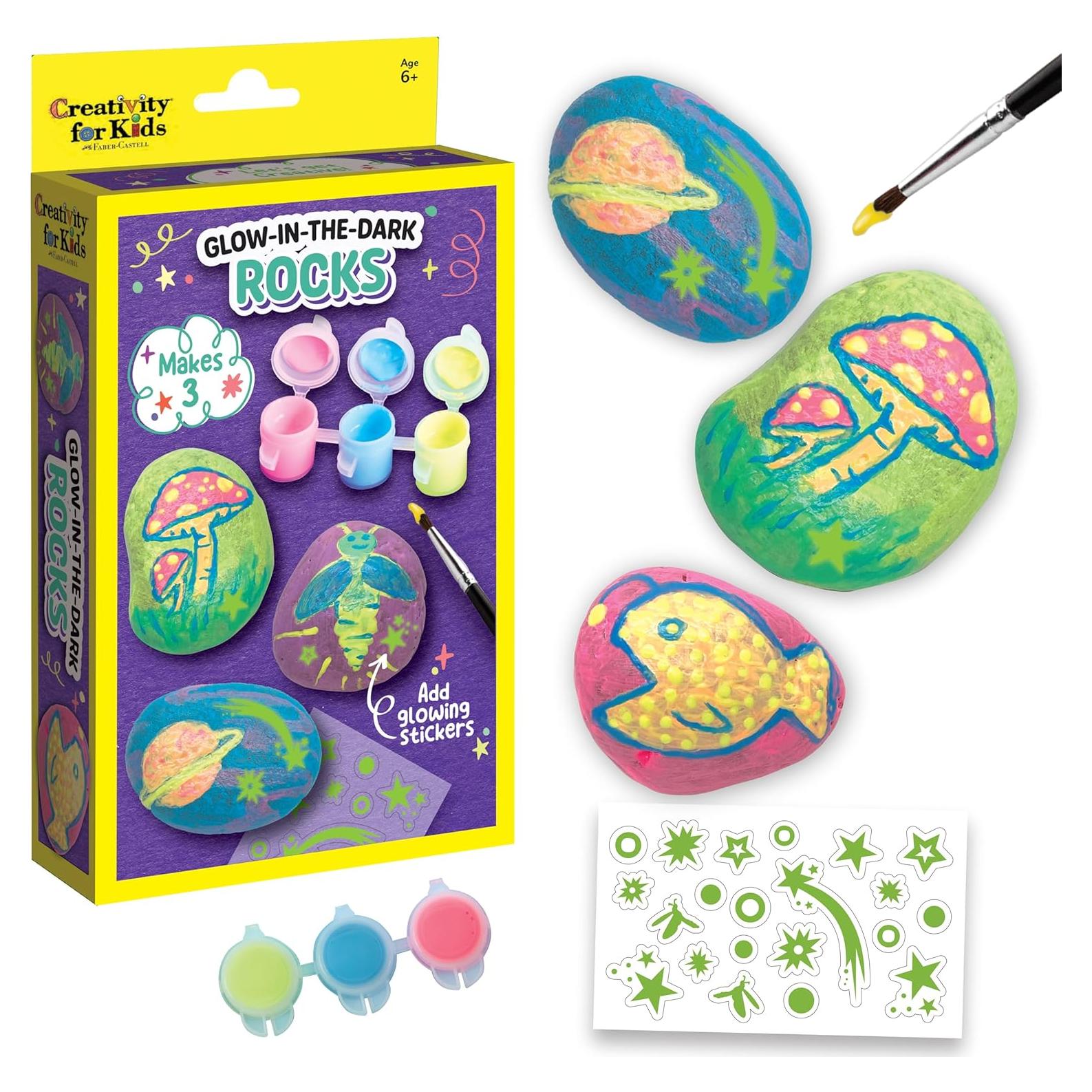 Mini Kit de Pintura de Rocas Creatividad para Niños - Brilla en la Oscuridad